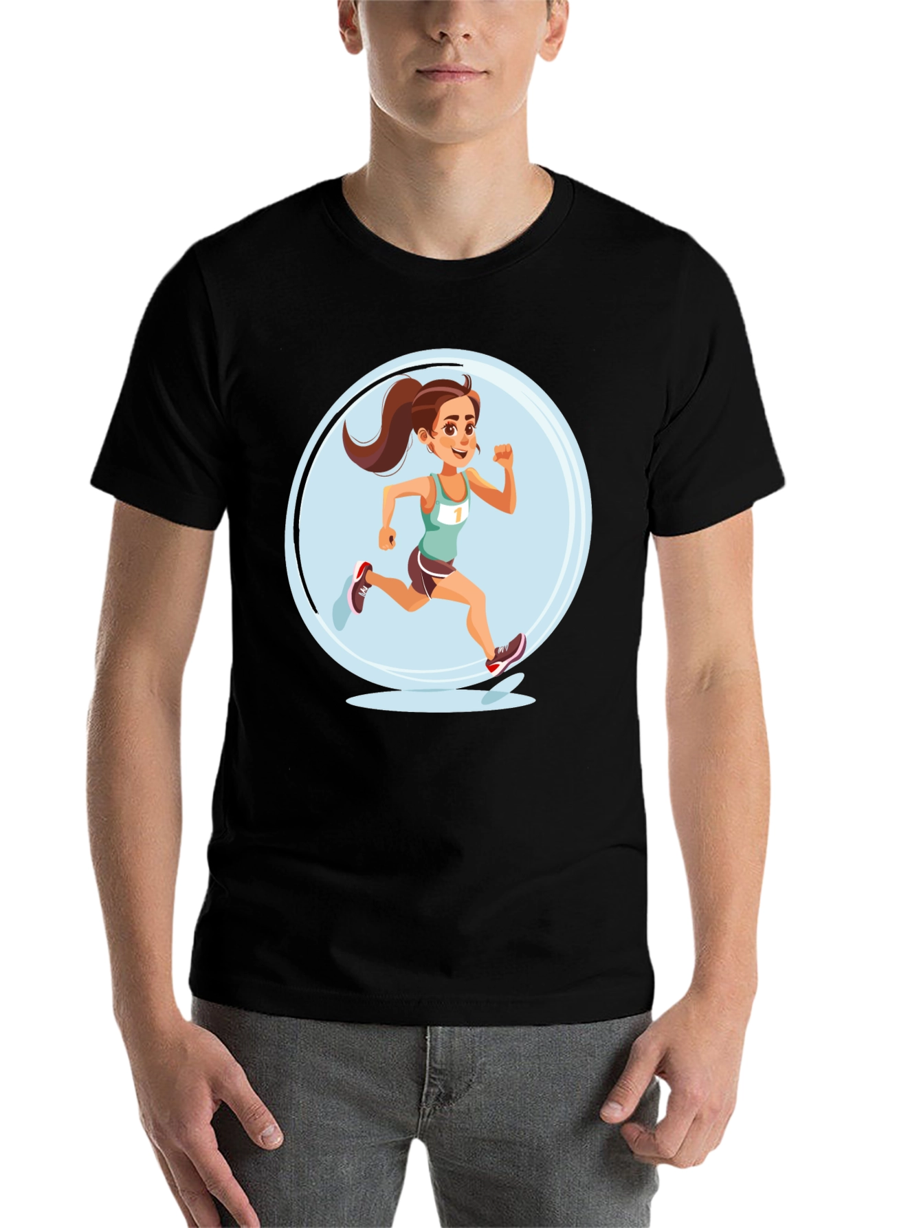 Black Running Girl Graphic Tee view 7