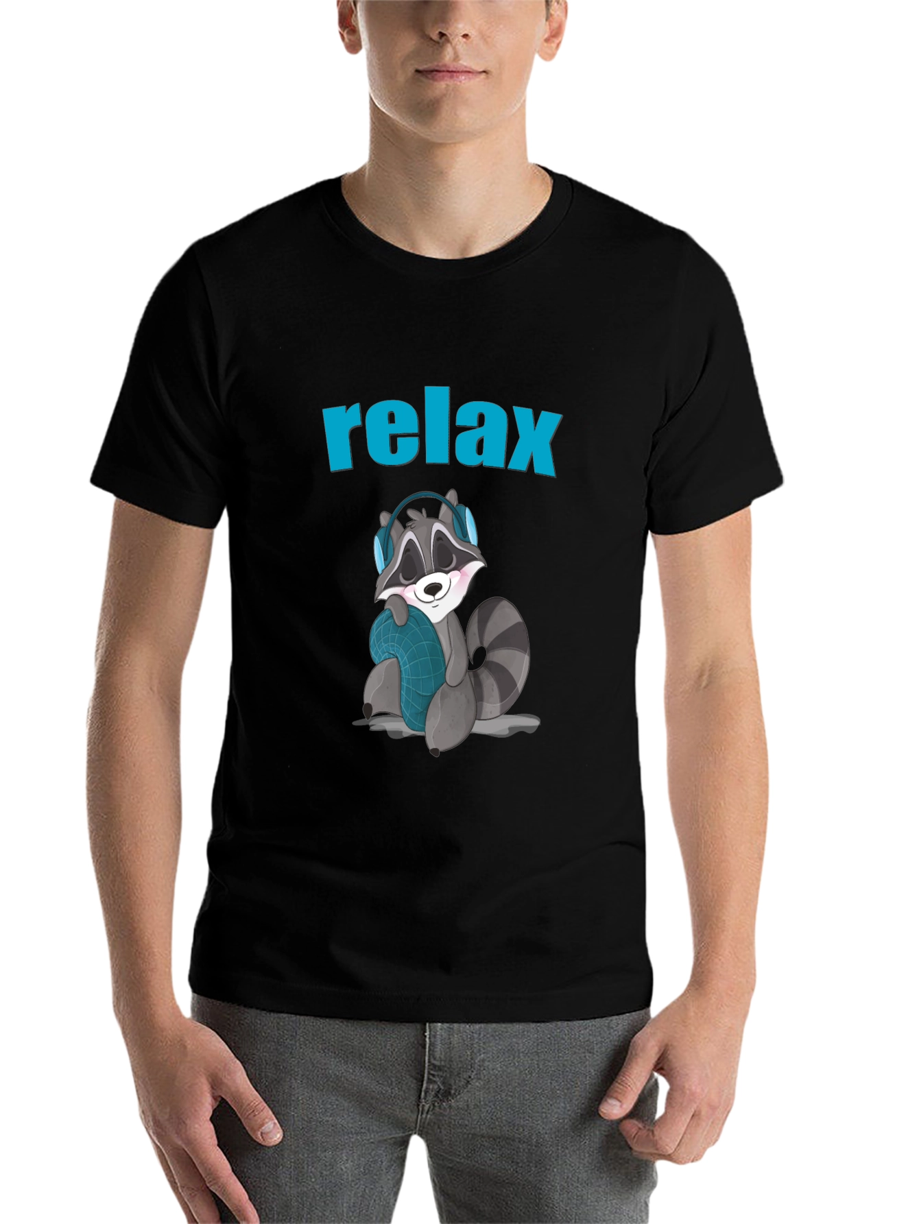 Black Relaxing Raccoon Graphic Tee view 7