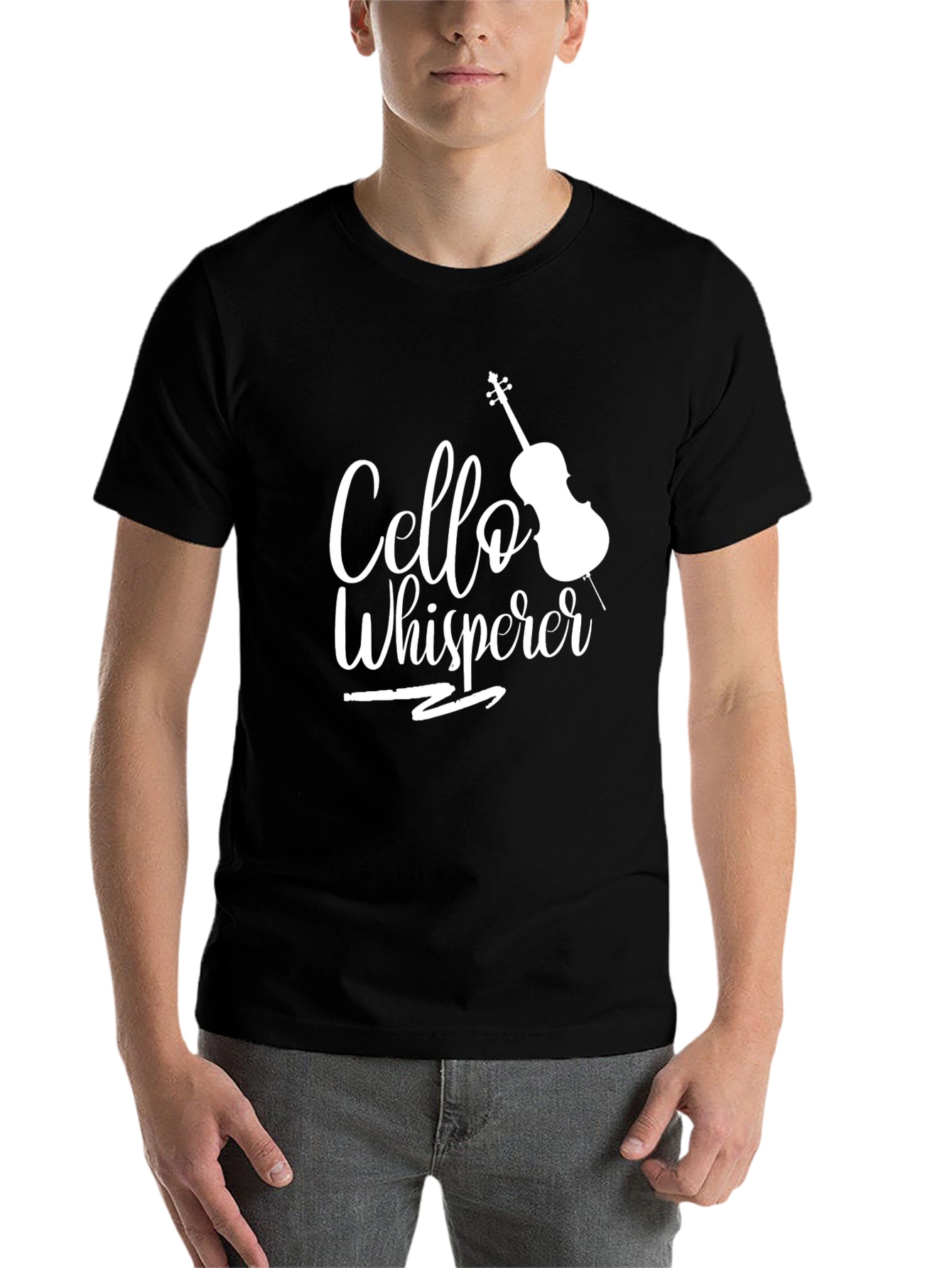 Black Cello Whisperer Graphic T-Shirt for Music Lovers view 7