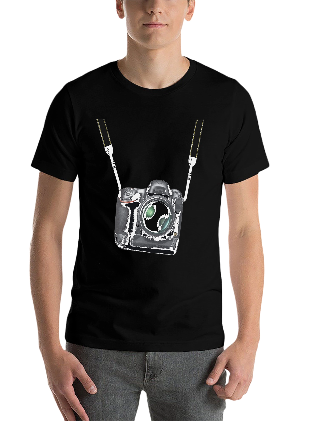 Black Novelty Camera Graphic T-Shirt view 7