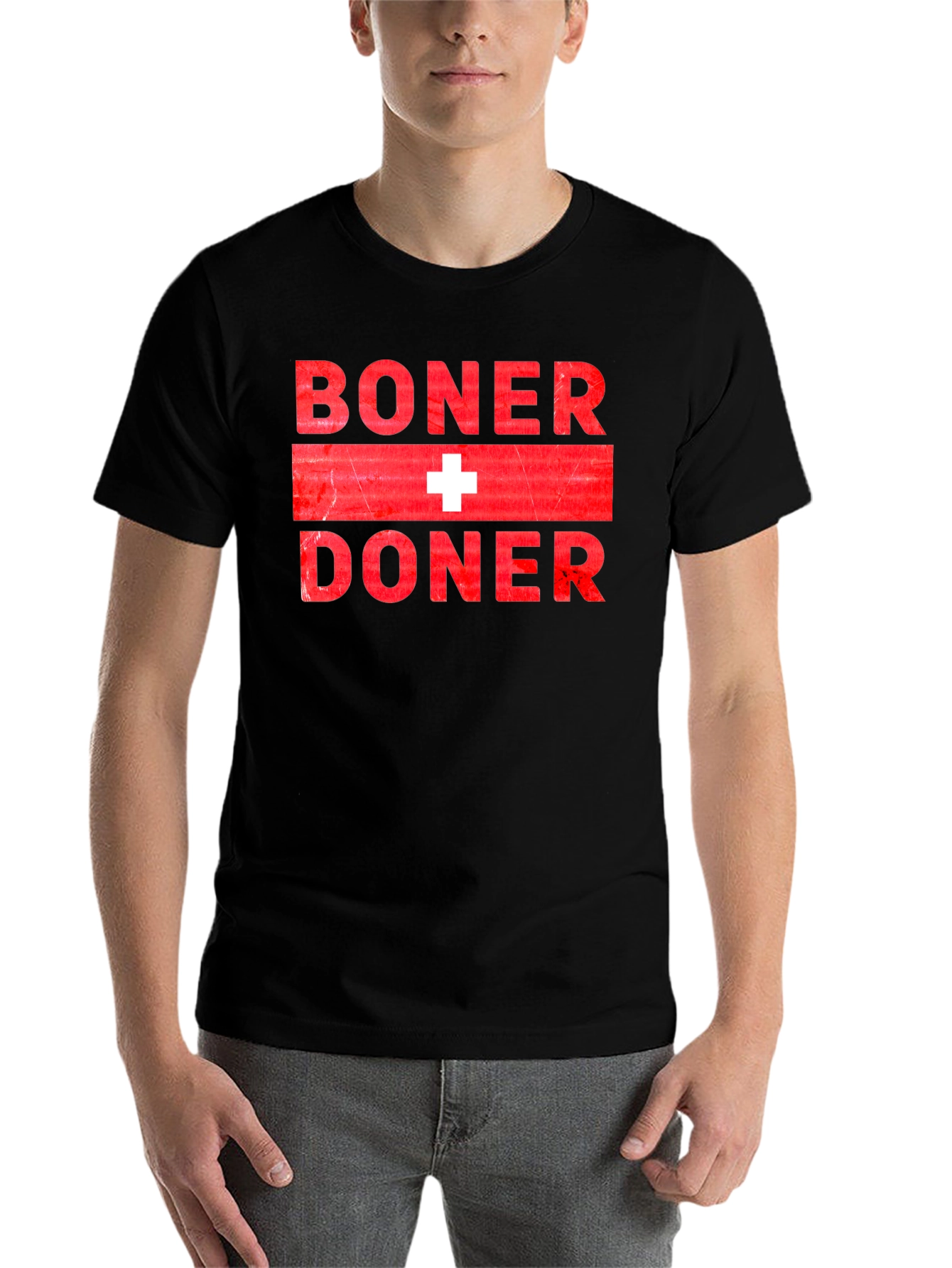 Black Boner + Doner Funny T-Shirt view 7