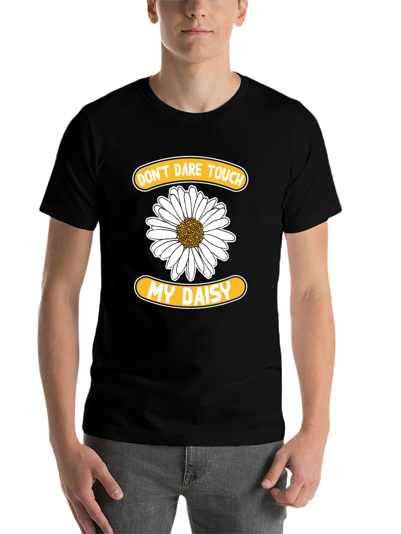 Black Don't Dare Touch My Daisy T-Shirt - Funny Floral Tee view 7