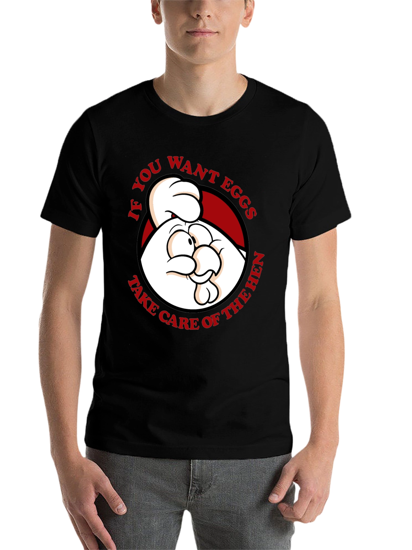 Black Funny Chicken Graphic T-Shirt - If You Want Eggs... view 7