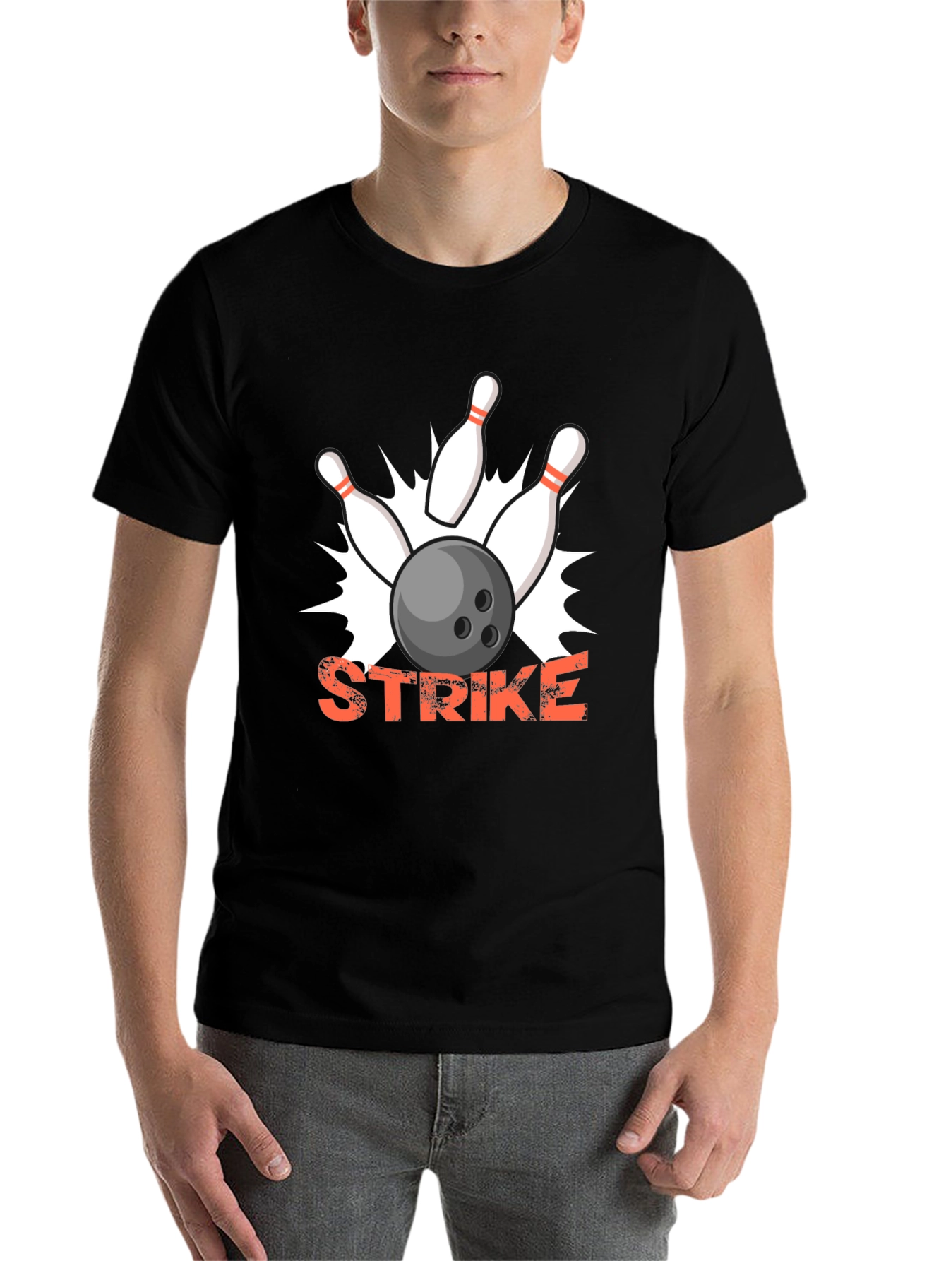 Black Strike Bowling T-Shirt - Fun & Unique Design view 7
