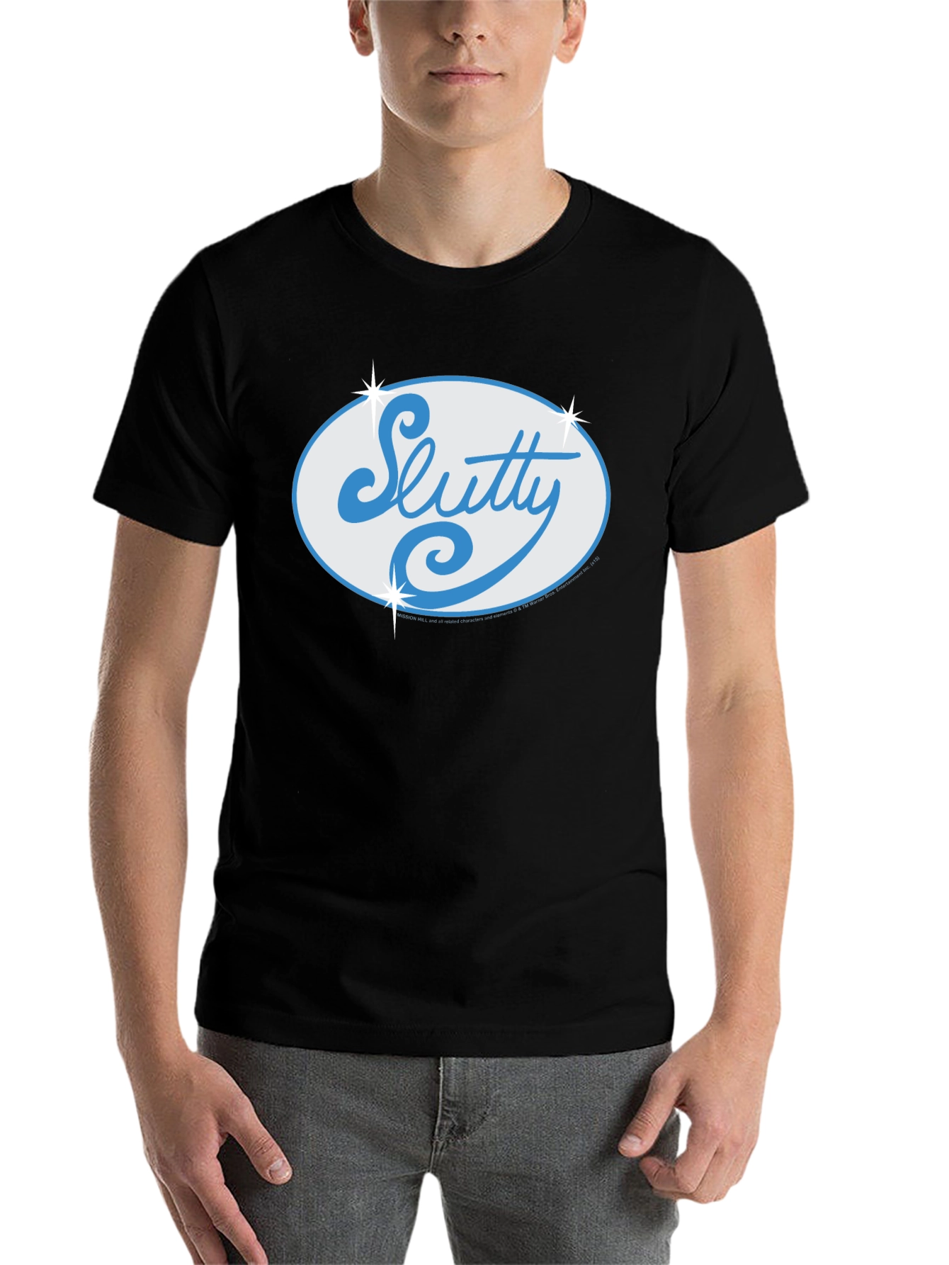 Black Slutty Script Logo Black T-Shirt view 7