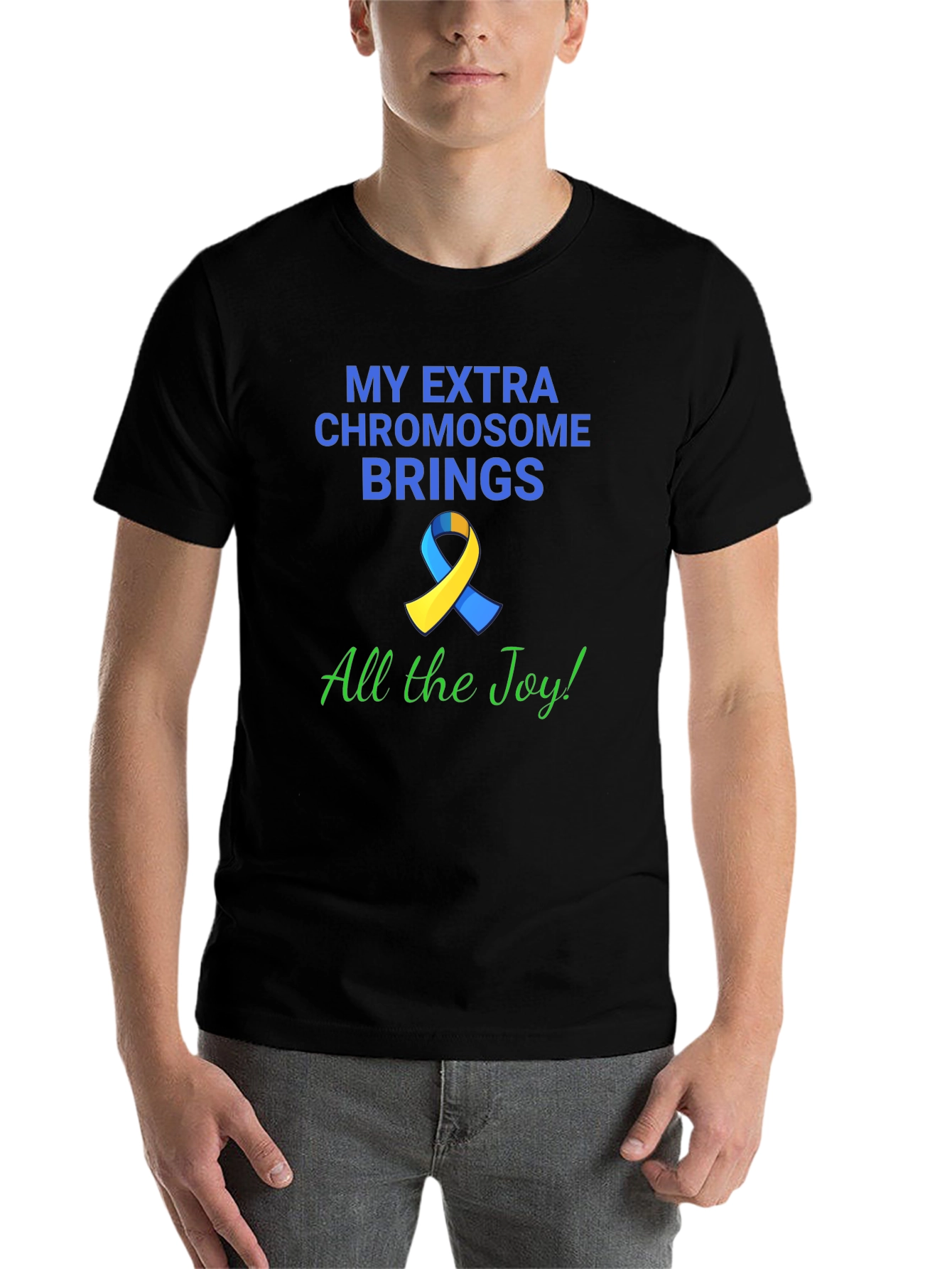 Black Extra Chromosome Brings Joy T-Shirt view 7