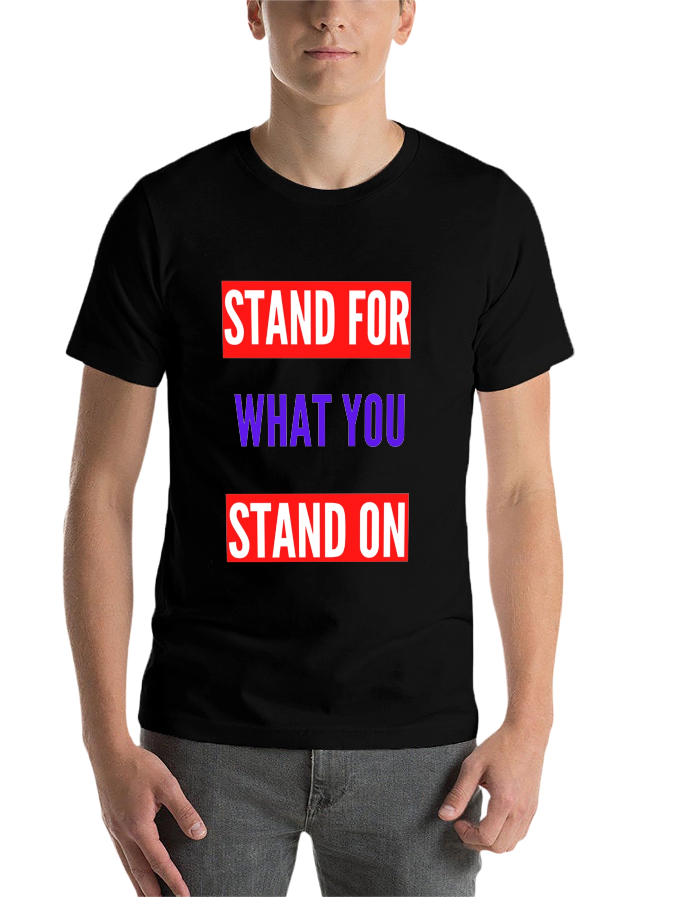 Black Stand for What You Stand On Graphic Tee view 7