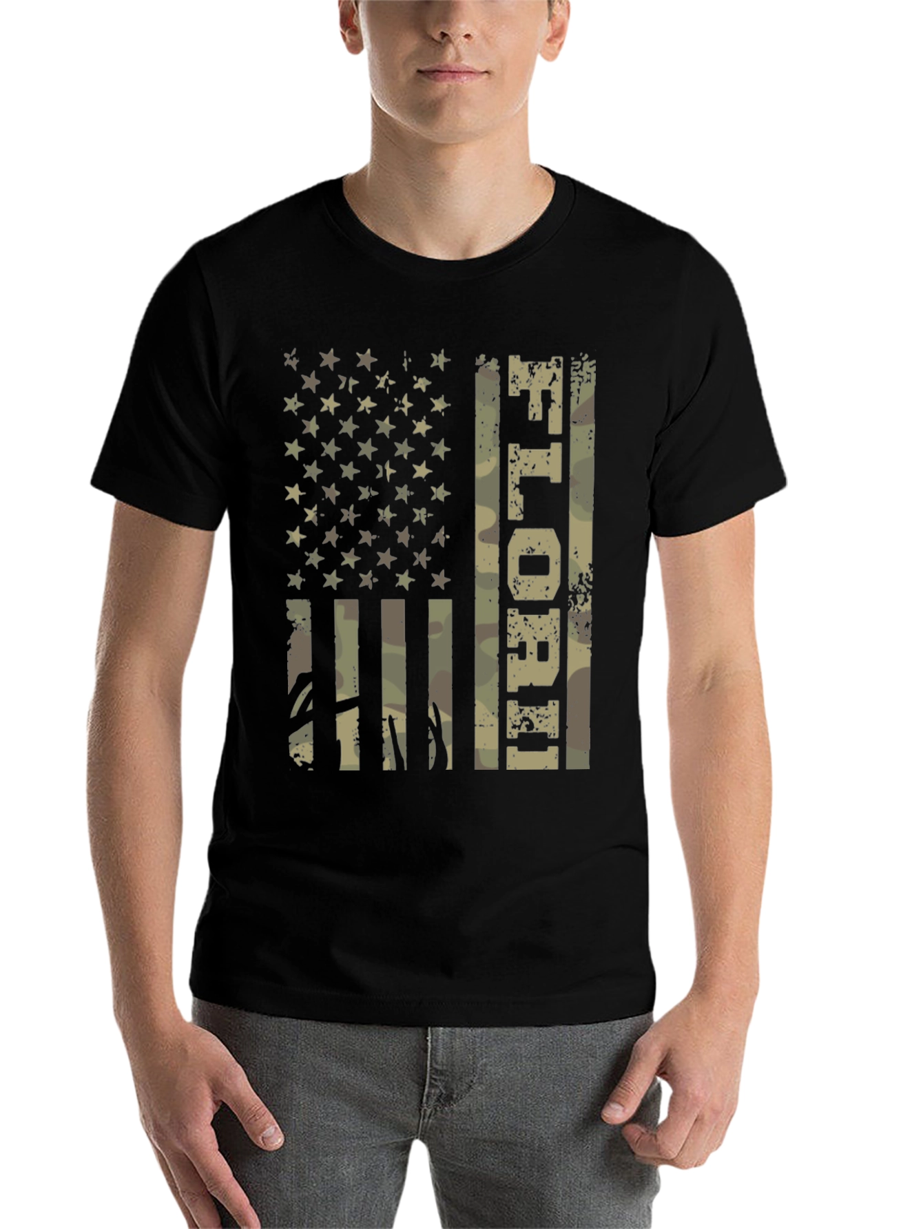 Black Patriotic Camo 'LIBORI' Graphic Tee view 7
