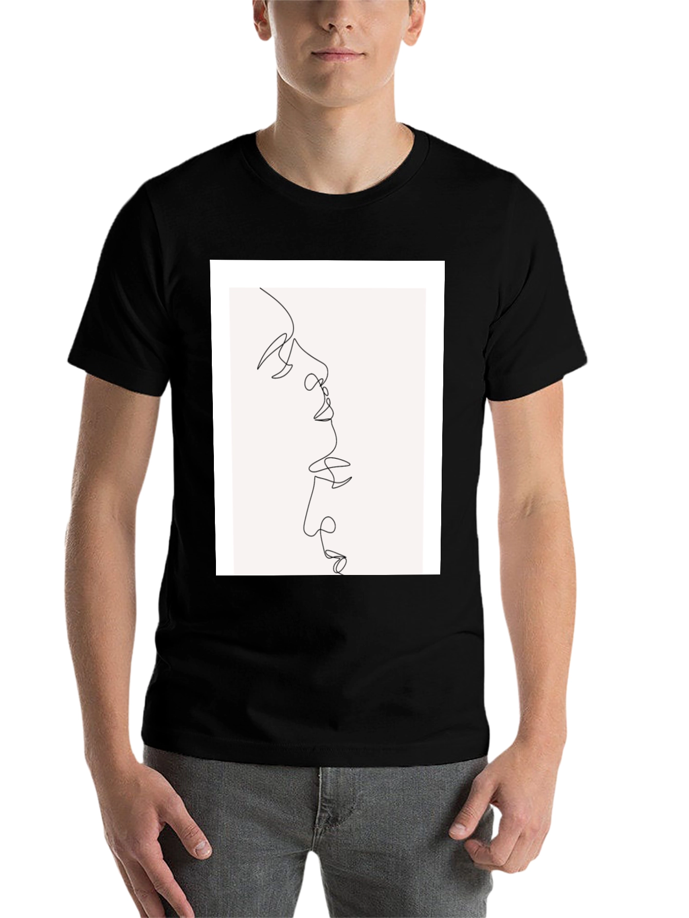 Black Abstract Line Art Graphic Tee view 7