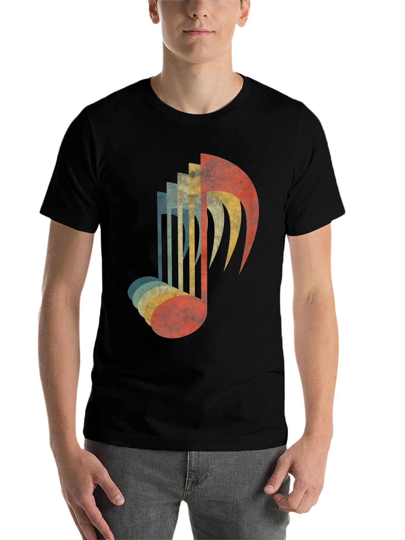 Black Retro Music Note Graphic Tee view 7