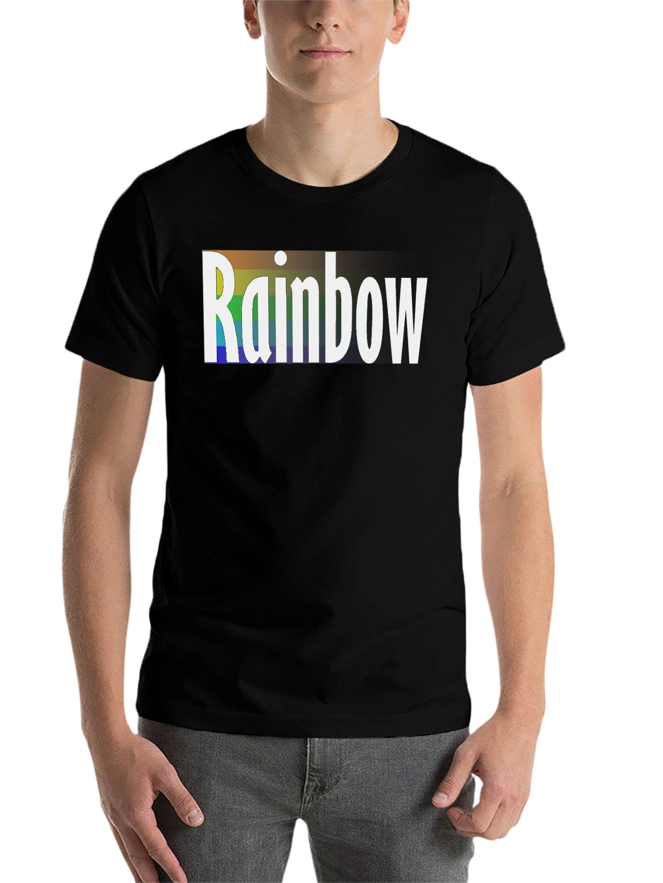 Black Rainbow Graphic Tee - Black Cotton T-Shirt view 7