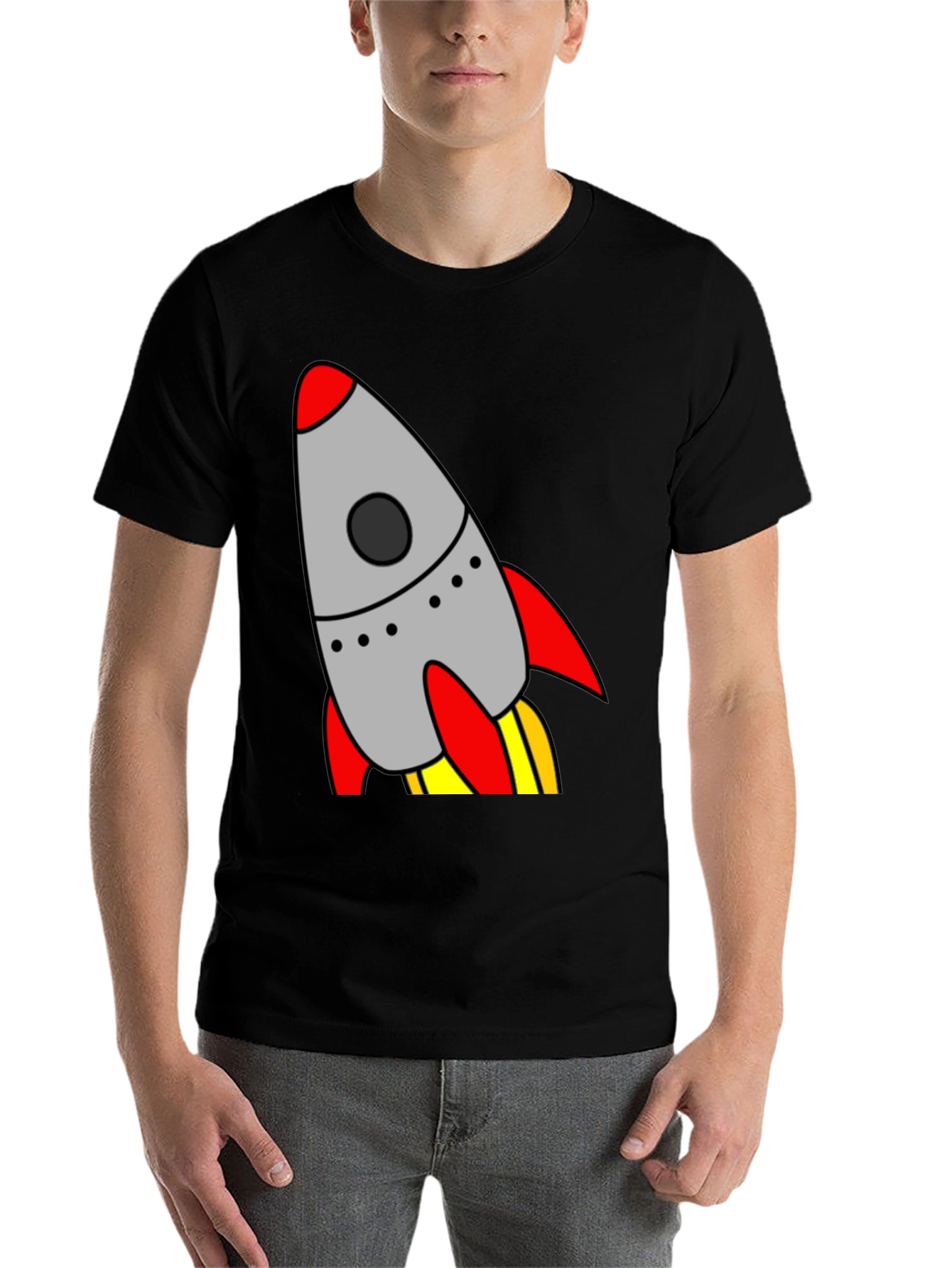 Black Rocket Launch T-Shirt - Cool Graphic Tee view 7