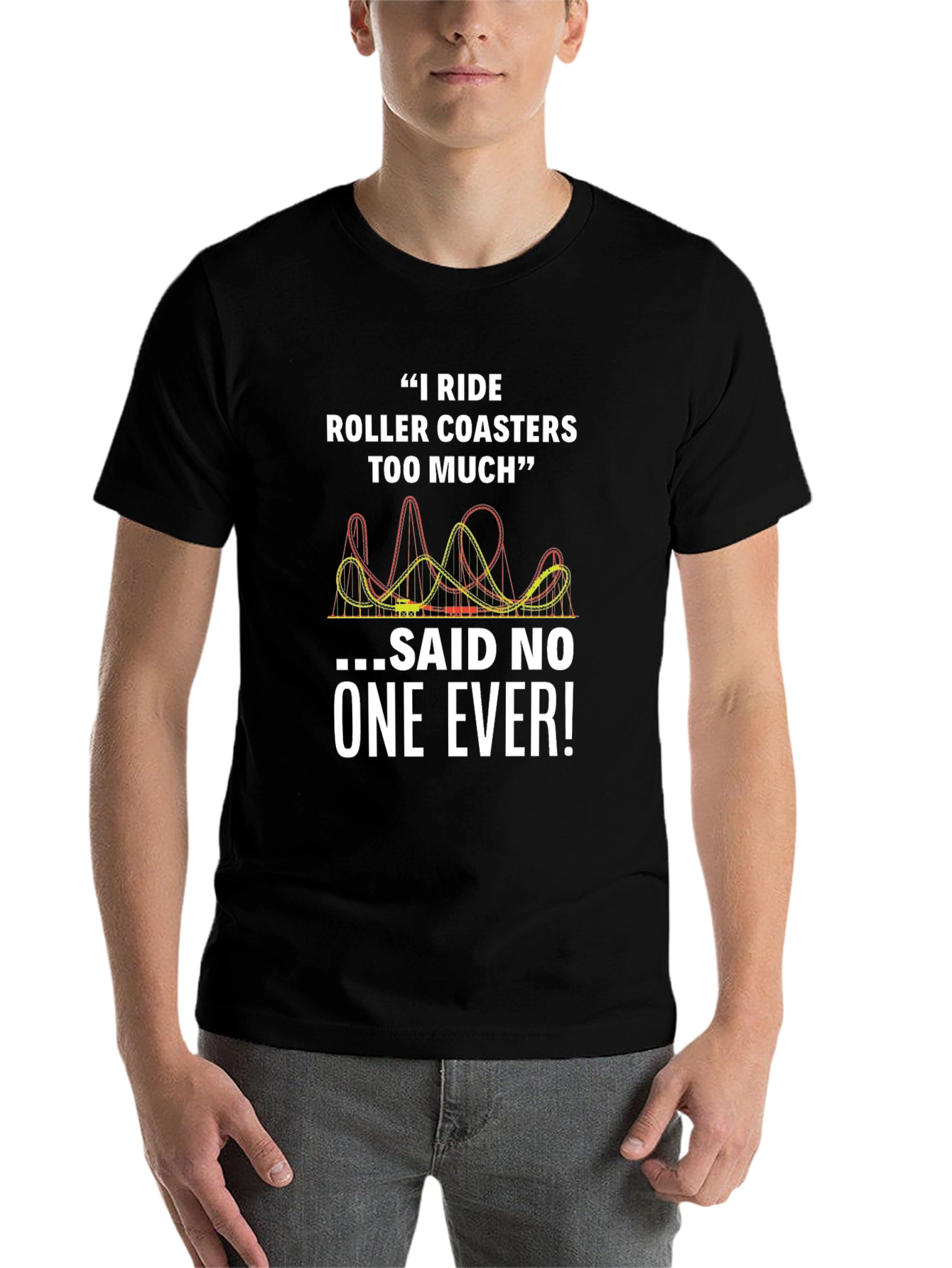 Black Funny Roller Coaster T-Shirt - Rides Too Much view 7