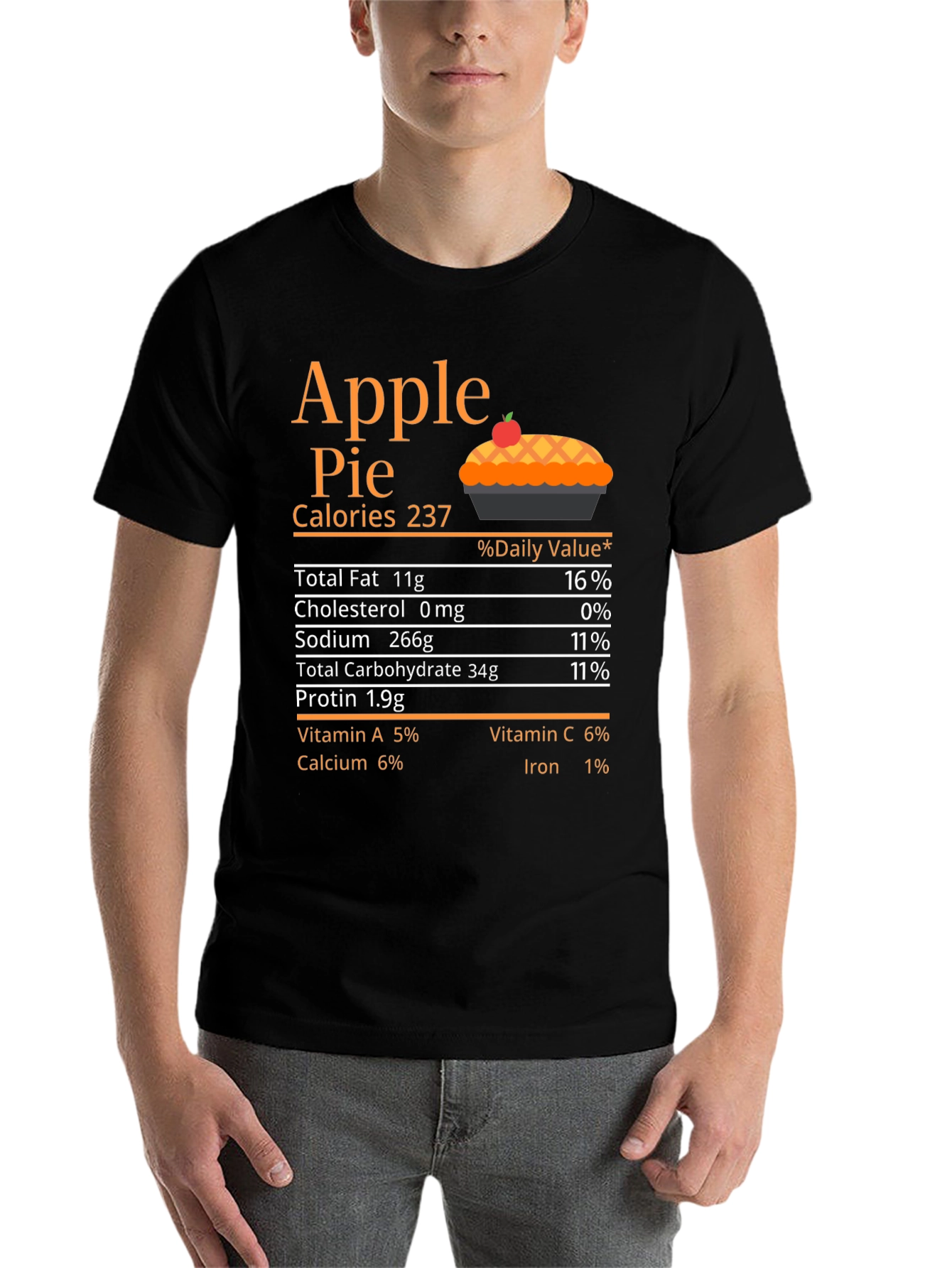 Black Apple Pie Nutrition Facts T-Shirt view 7
