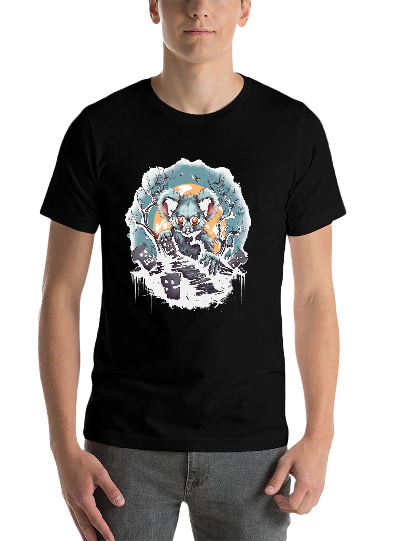 Black Zombie Koala Graphic Tee - Black Cotton Blend view 7