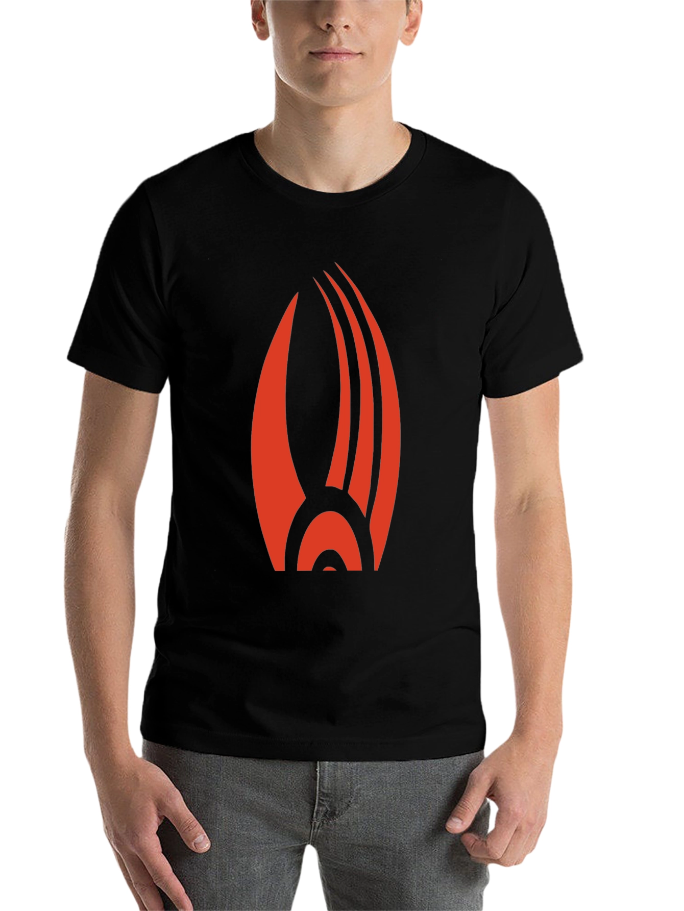 Black Bold Red Emblem Black T-Shirt: Striking Graphic Tee view 7