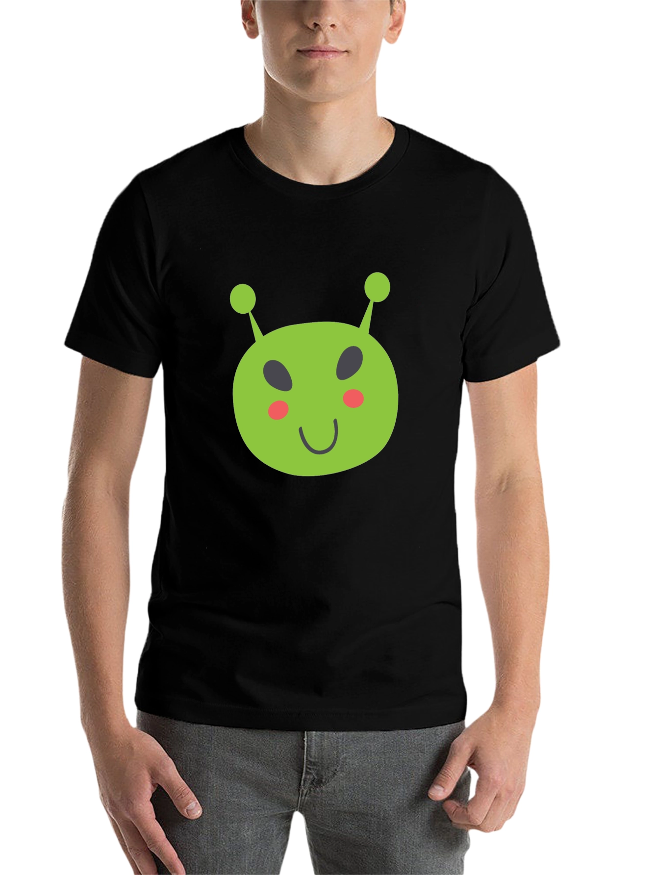 Black Fun Alien Graphic Tee - Black Cotton T-Shirt view 7