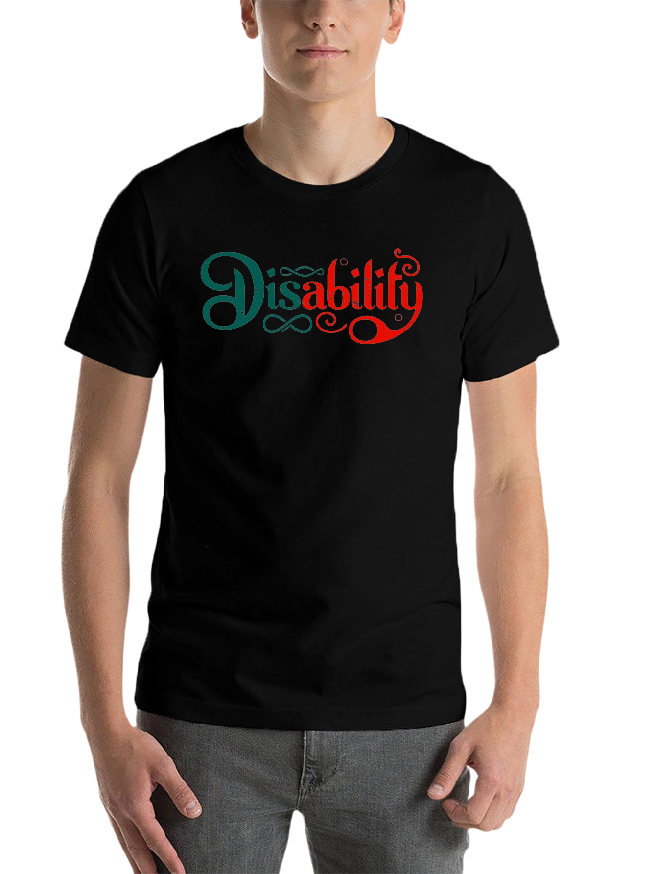 Black Disability Awareness Black T-Shirt view 7