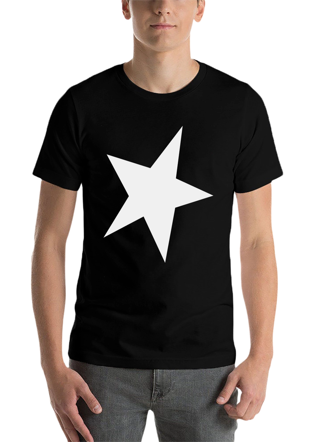 Black Bold Star Graphic Tee - Casual Black T-Shirt view 7