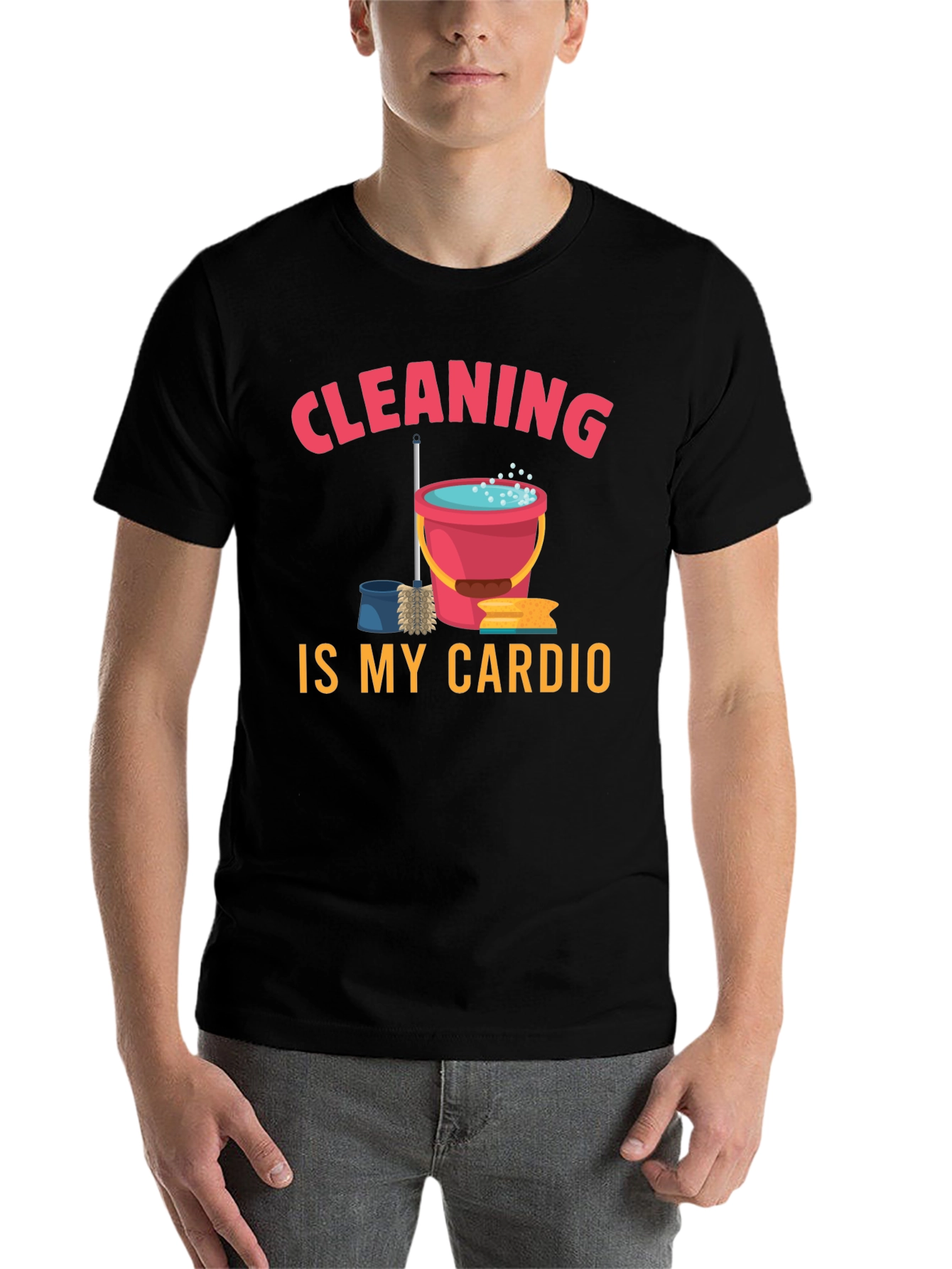 Black Cleaning Is My Cardio Graphic Tee view 7