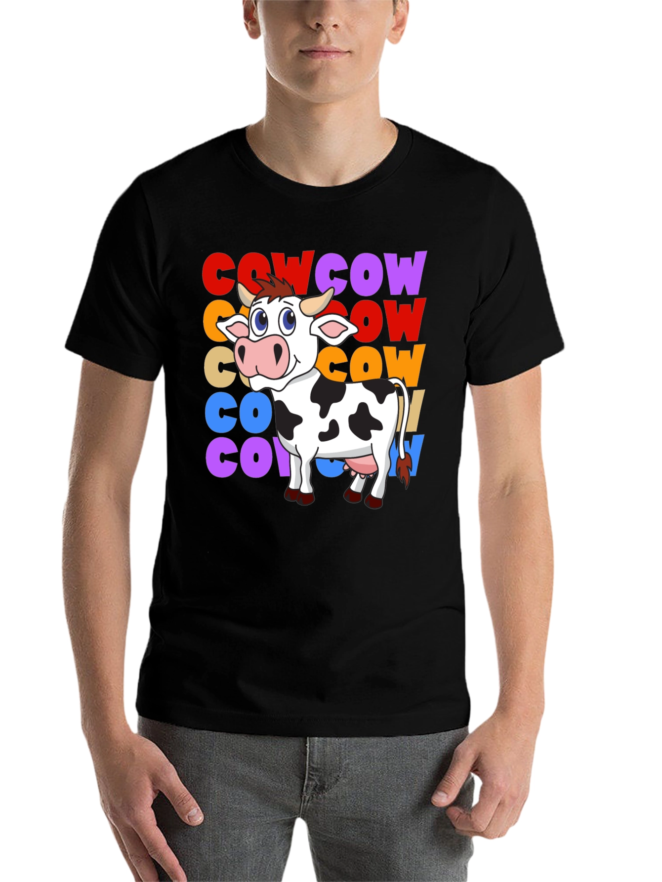 Black Cow Graphic T-Shirt - Fun Animal Tee view 7