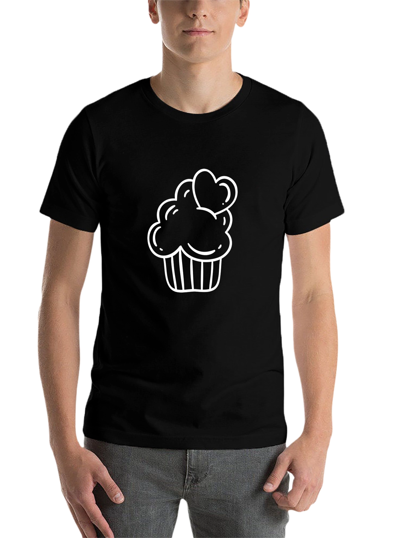 Black Cupcake Heart Tee - Sweet Graphic T-Shirt view 7