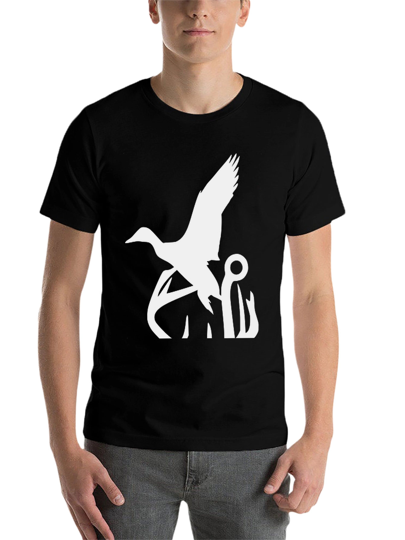 Black Duck and Hook Graphic Tee - Black Cotton Blend view 7