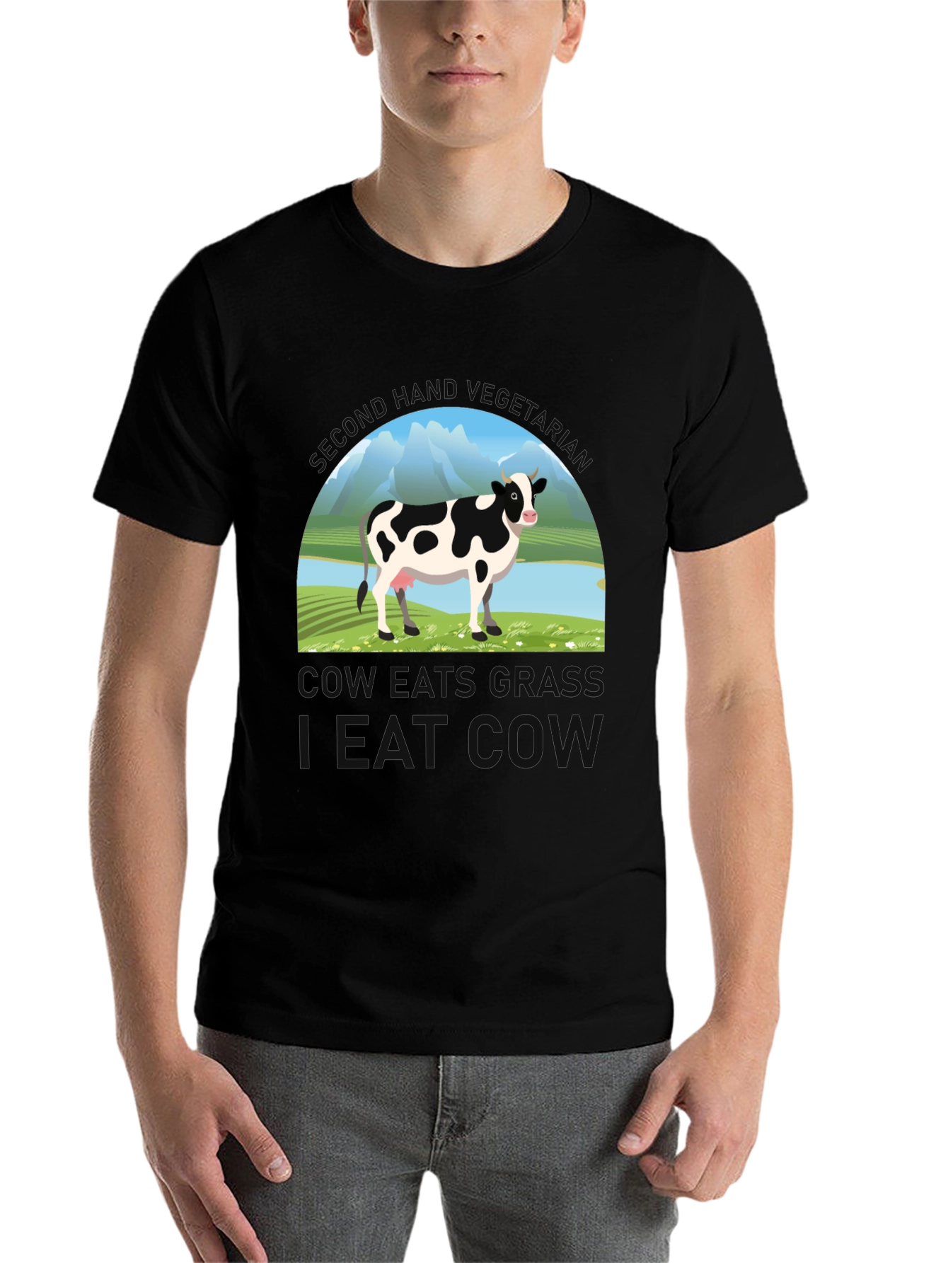 Black Eat Cow Graphic T-Shirt view 7