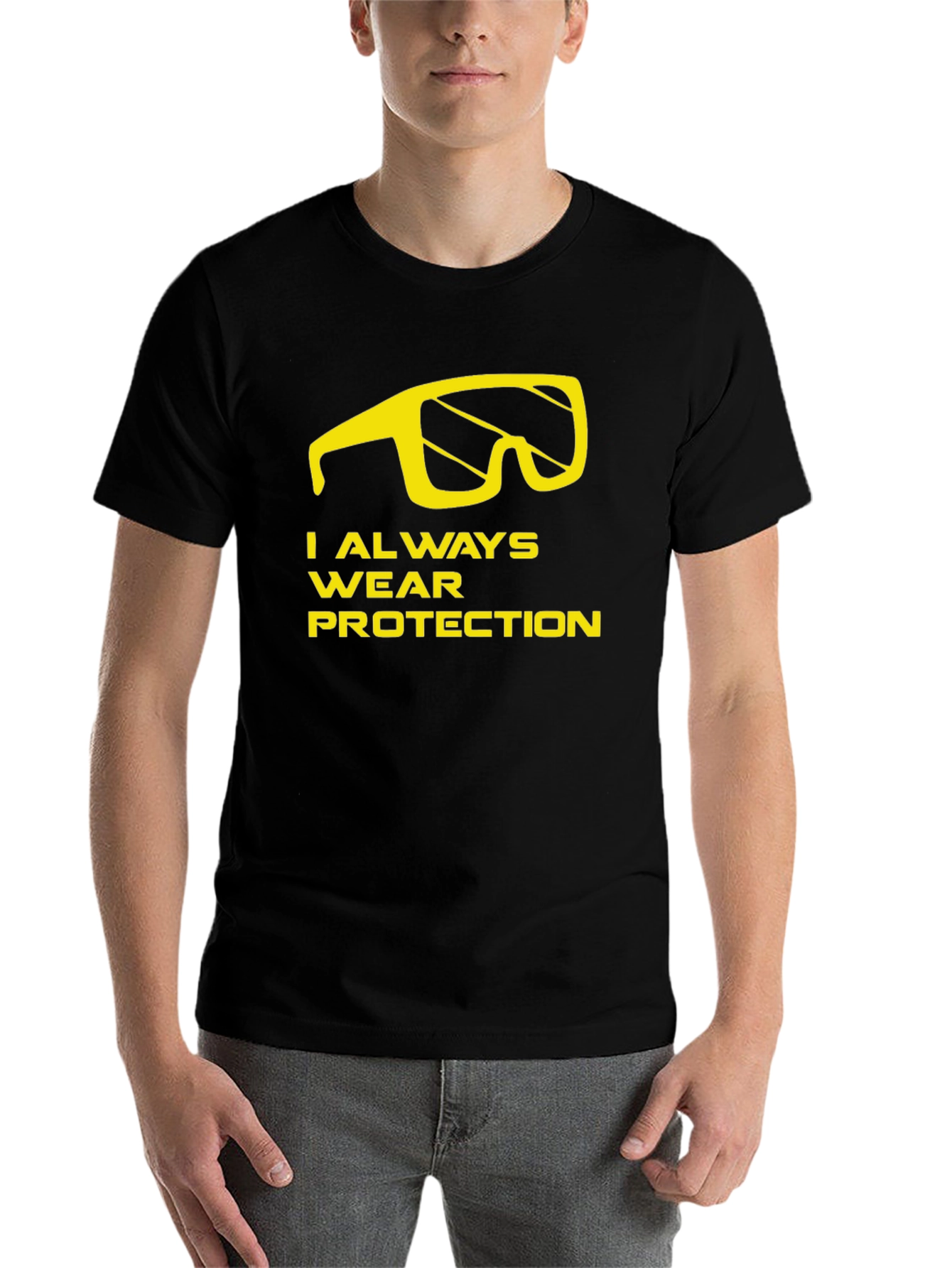 Black I Always Wear Protection T-Shirt - Funny Graphic Tee view 7