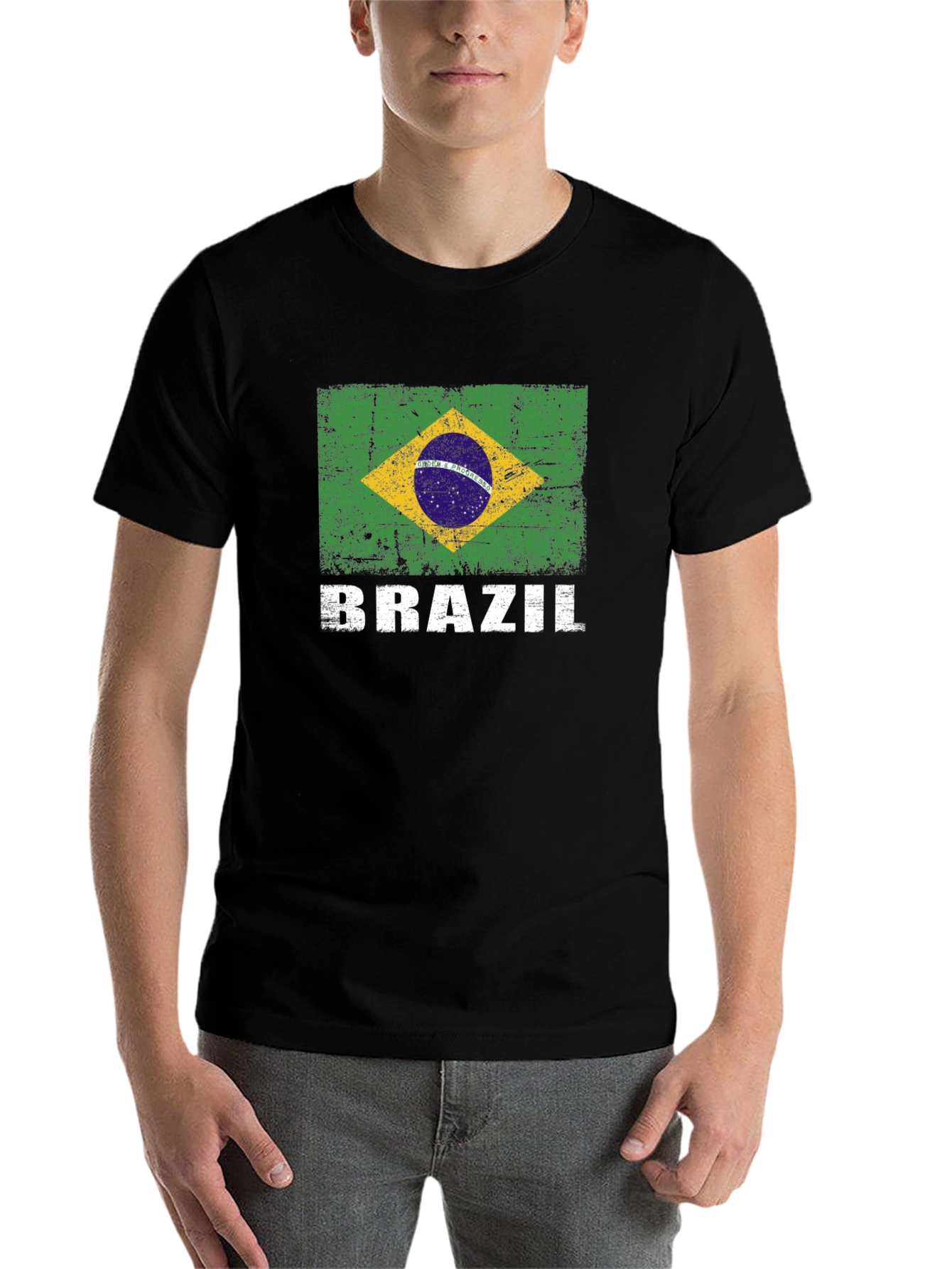 Black Brazil Flag Graphic Print T-Shirt view 7