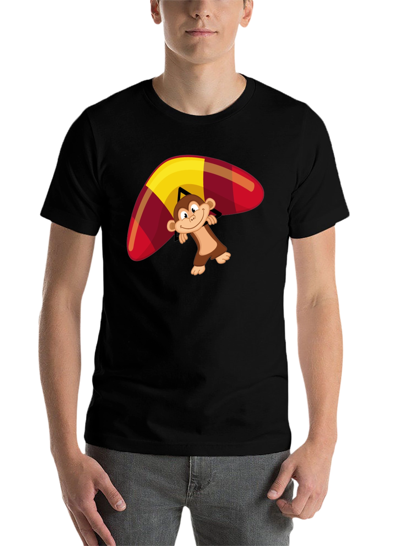 Black Monkey Hang Gliding Graphic T-Shirt view 7