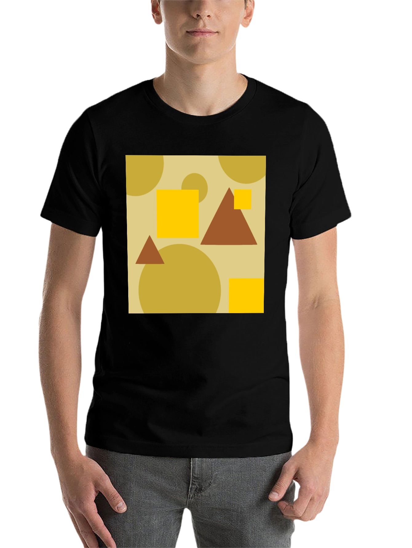 Black Geometric Pattern Black T-Shirt view 7