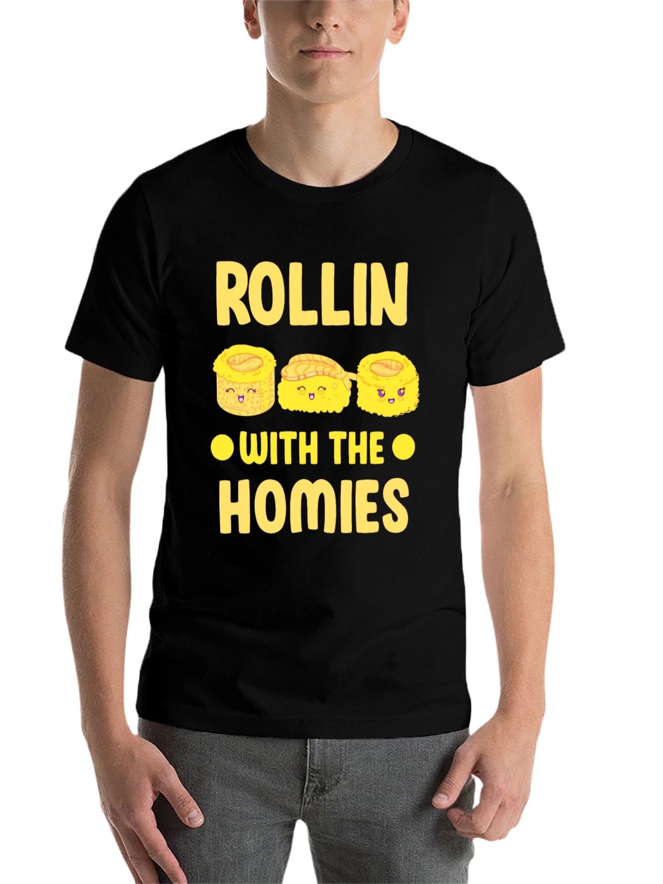 Black Rollin' With The Homies Sushi Graphic T-Shirt view 7