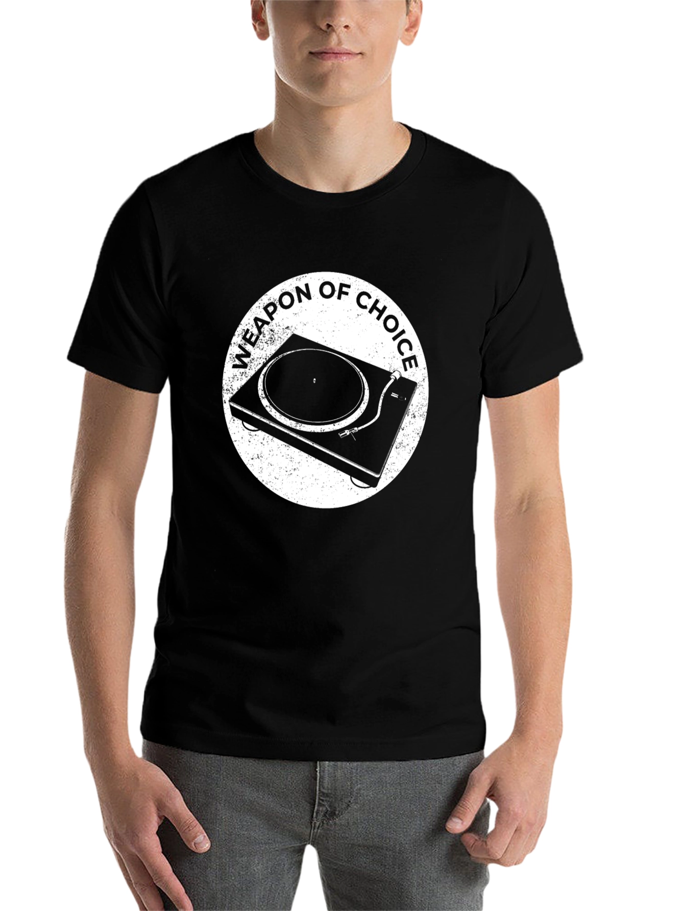 Black Weapon of Choice Turntable T-Shirt view 7