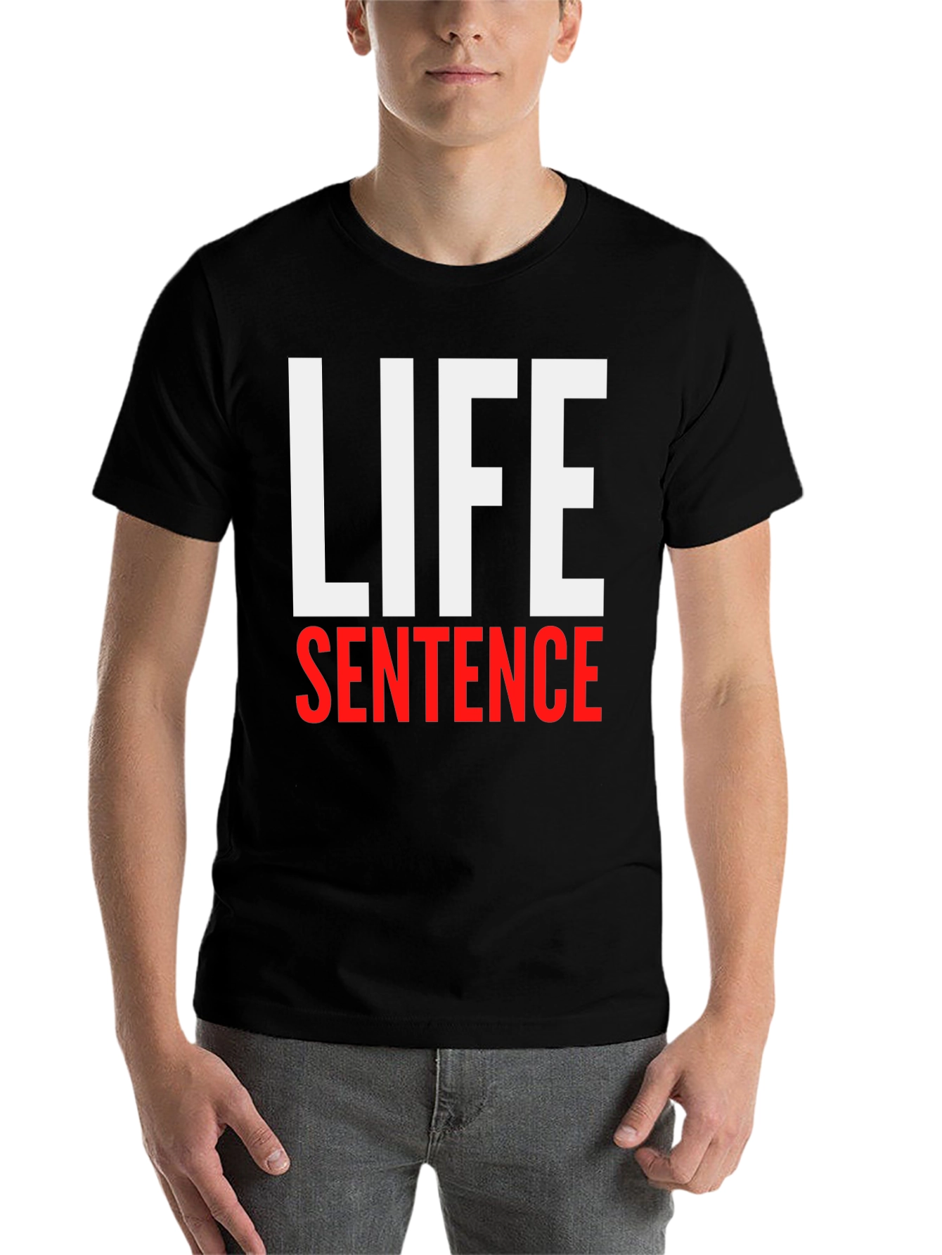 Black Life Sentence Graphic Print Black T-Shirt view 7