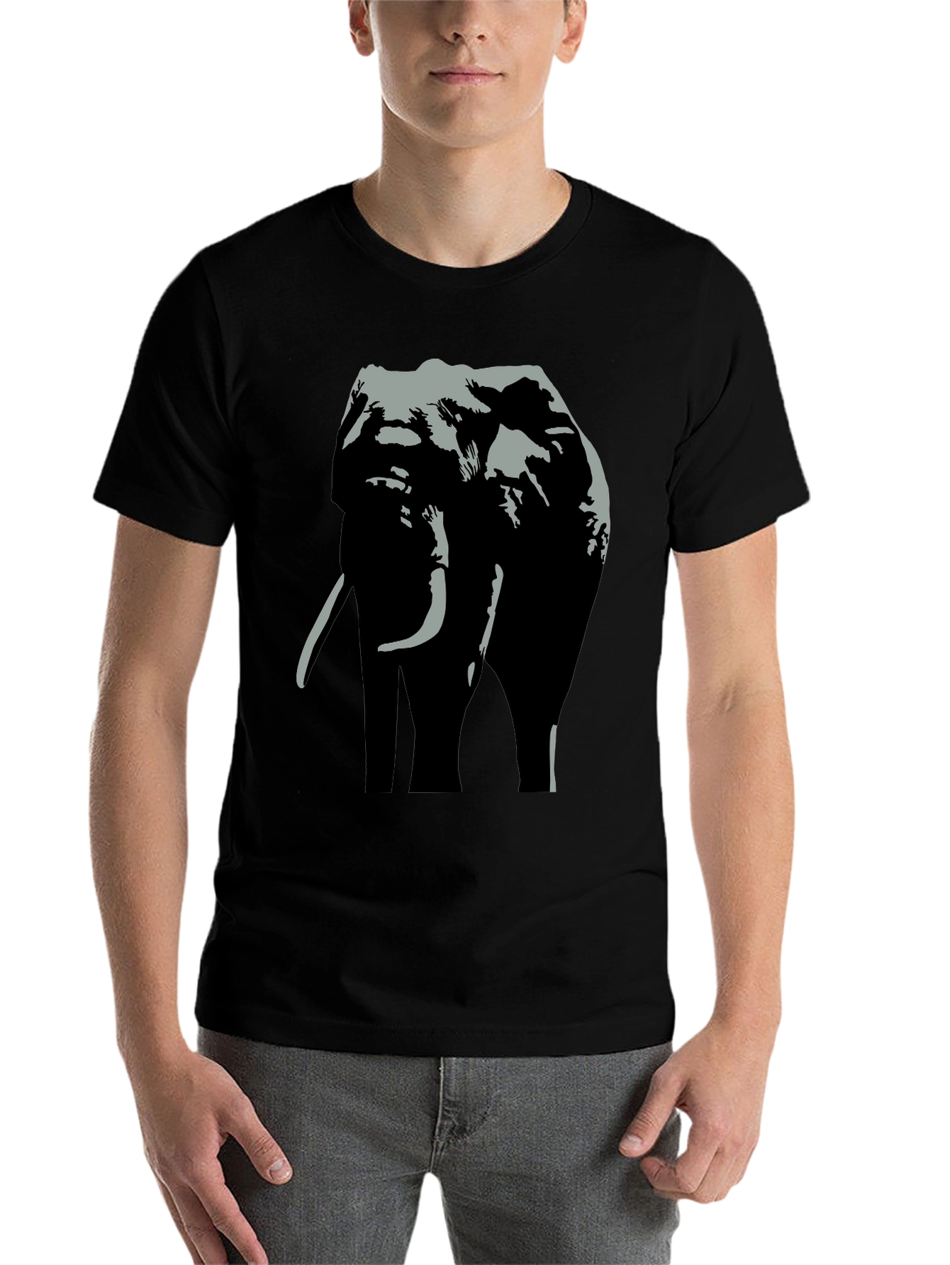 Black Elephant Graphic Print Black T-Shirt view 7