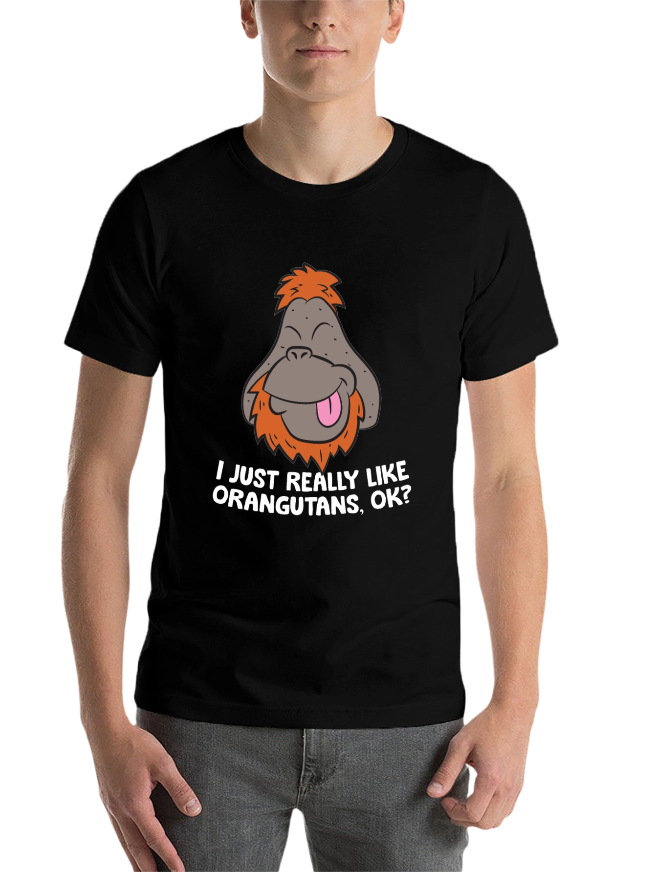 Black Funny Orangutan T-Shirt - I Just Really Like Orangutans, OK? view 7