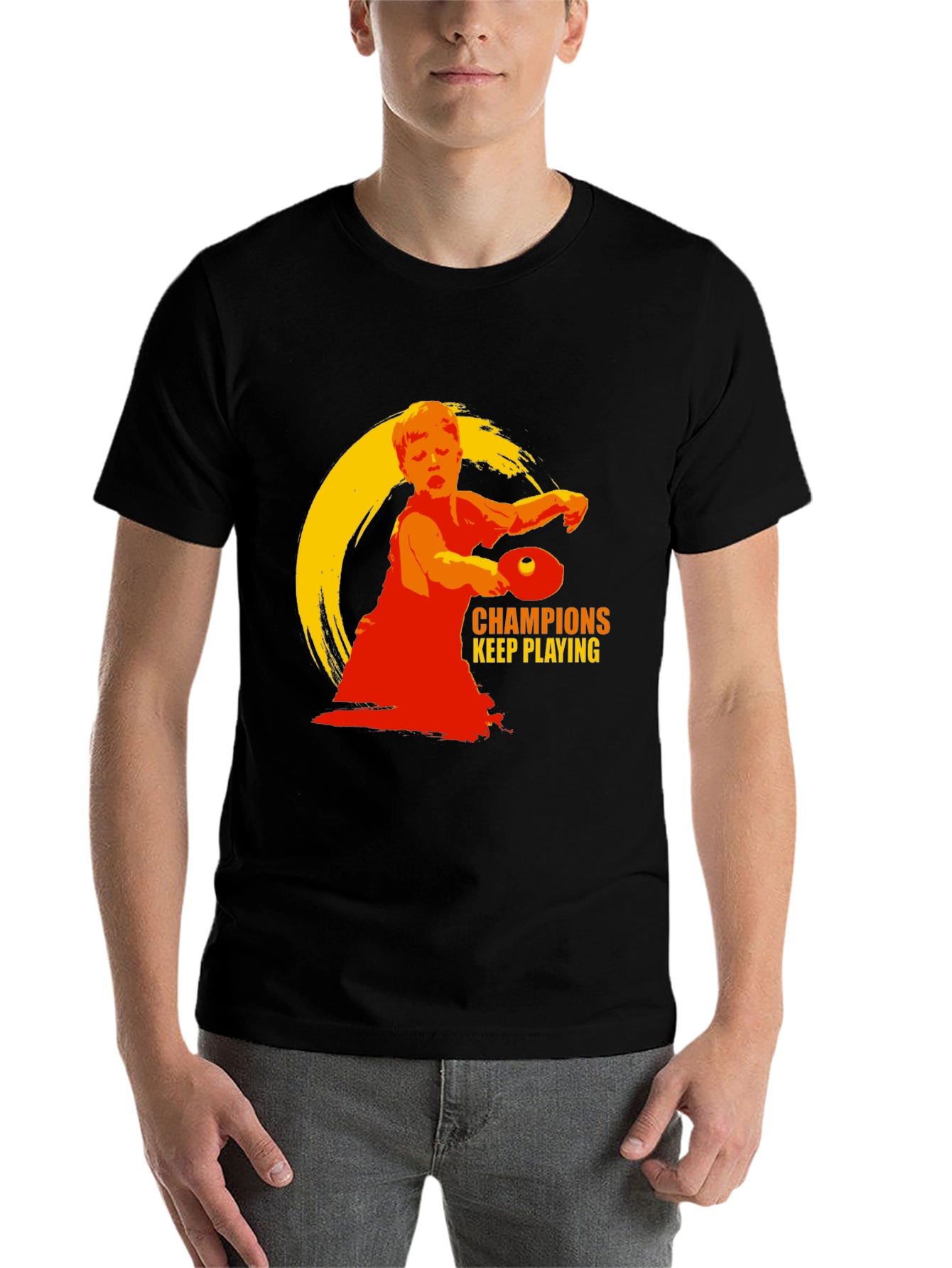 Black Champions Keep Playing T-Shirt - Table Tennis Design view 7