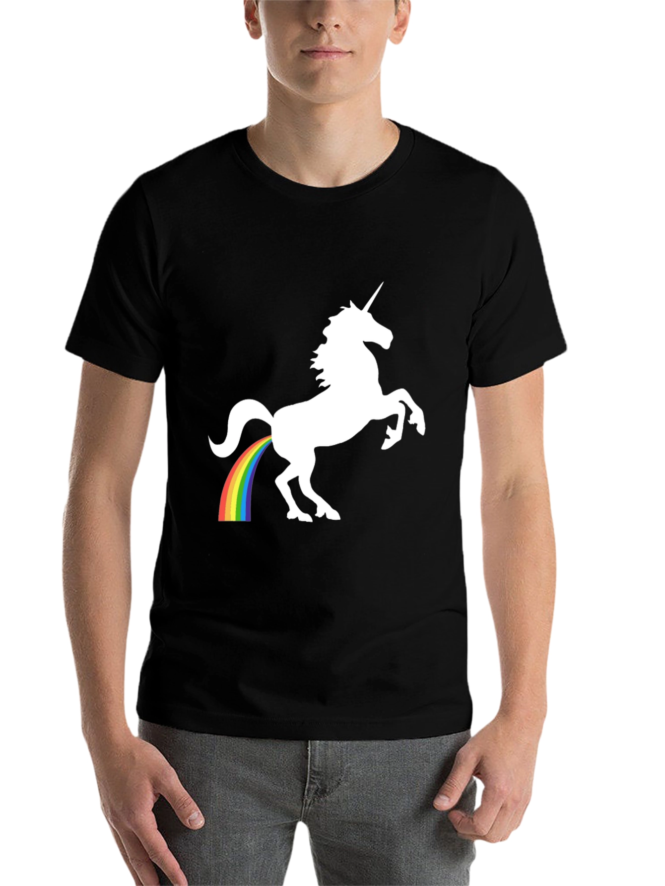 Black Unicorn Rainbow Poop T-Shirt - Black view 7