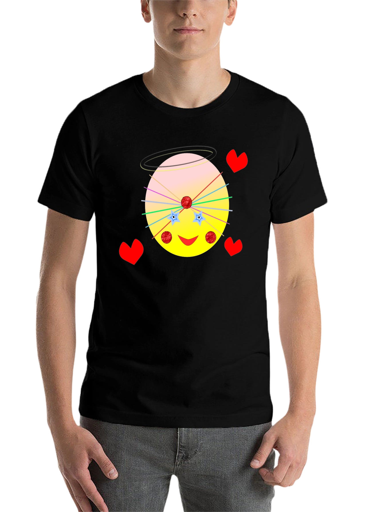 Black Whimsical Cartoon Graphic Tee - Unique Design view 7
