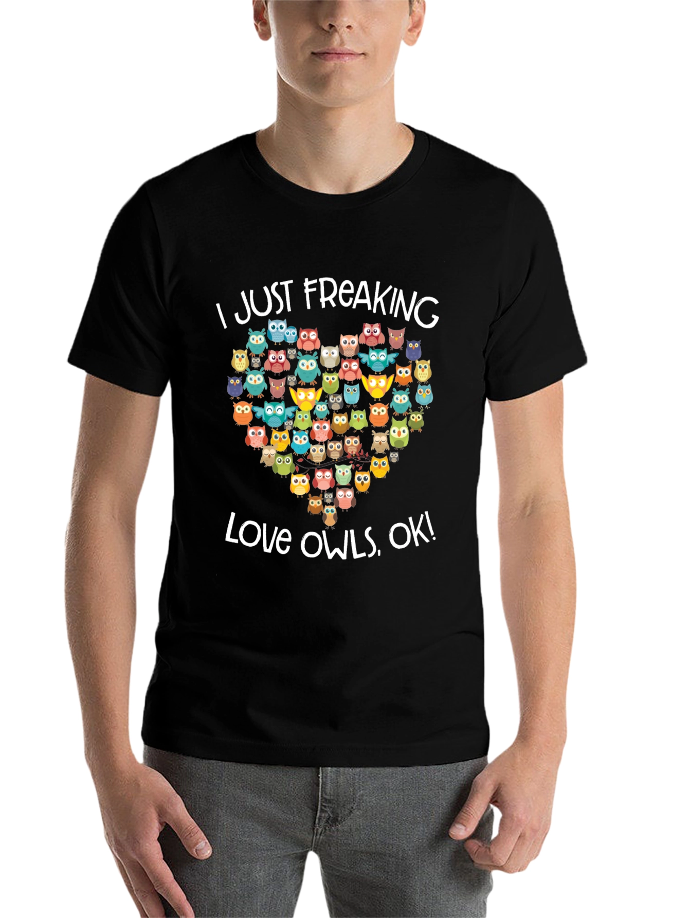 Black I Just Freaking Love Owls T-Shirt view 7