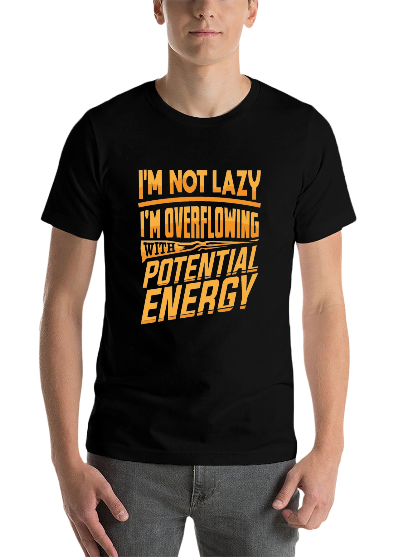 Black Funny Potential Energy Graphic Tee view 7