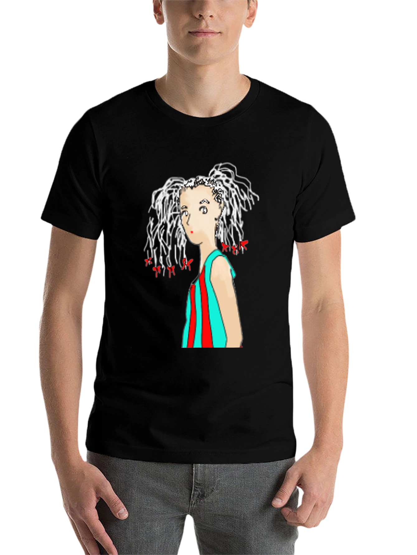 Black Artistic Graphic Tee - Unique Woman Design view 7
