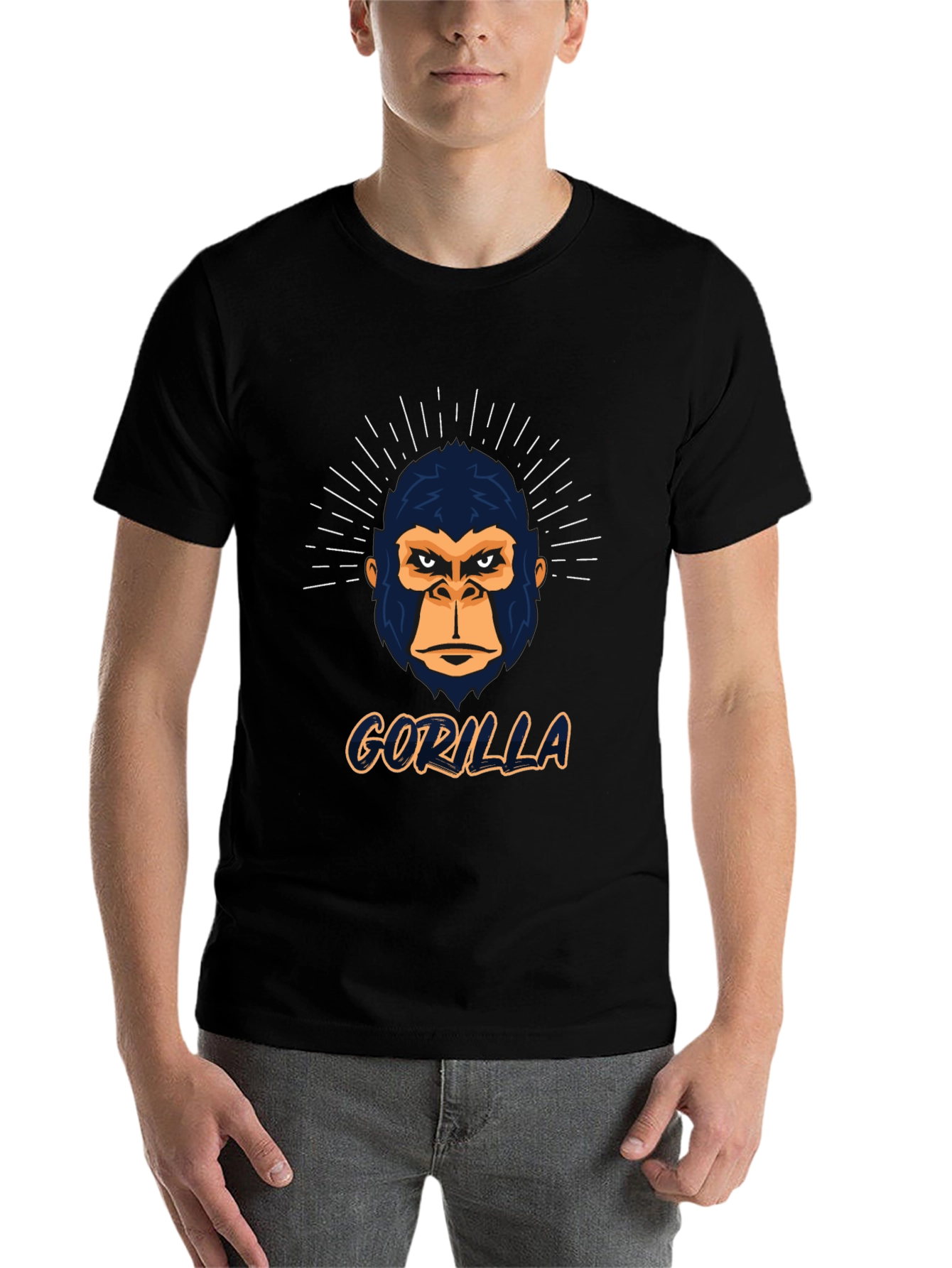 Black Gorilla Graphic Print Black T-Shirt view 7