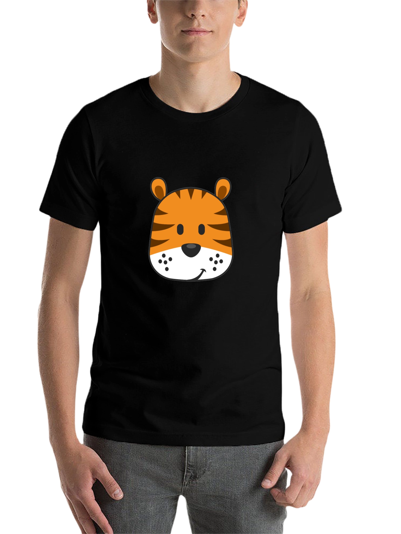 Black Fun Tiger Graphic Tee - Soft Black Cotton Shirt view 7