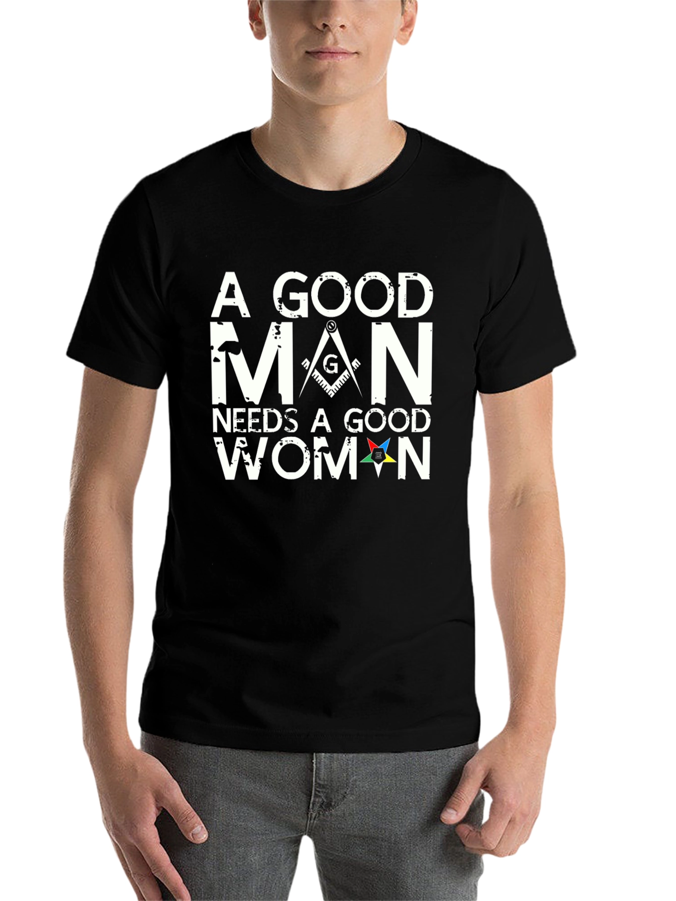 Black A Good Man Needs a Good Woman Graphic T-Shirt view 7