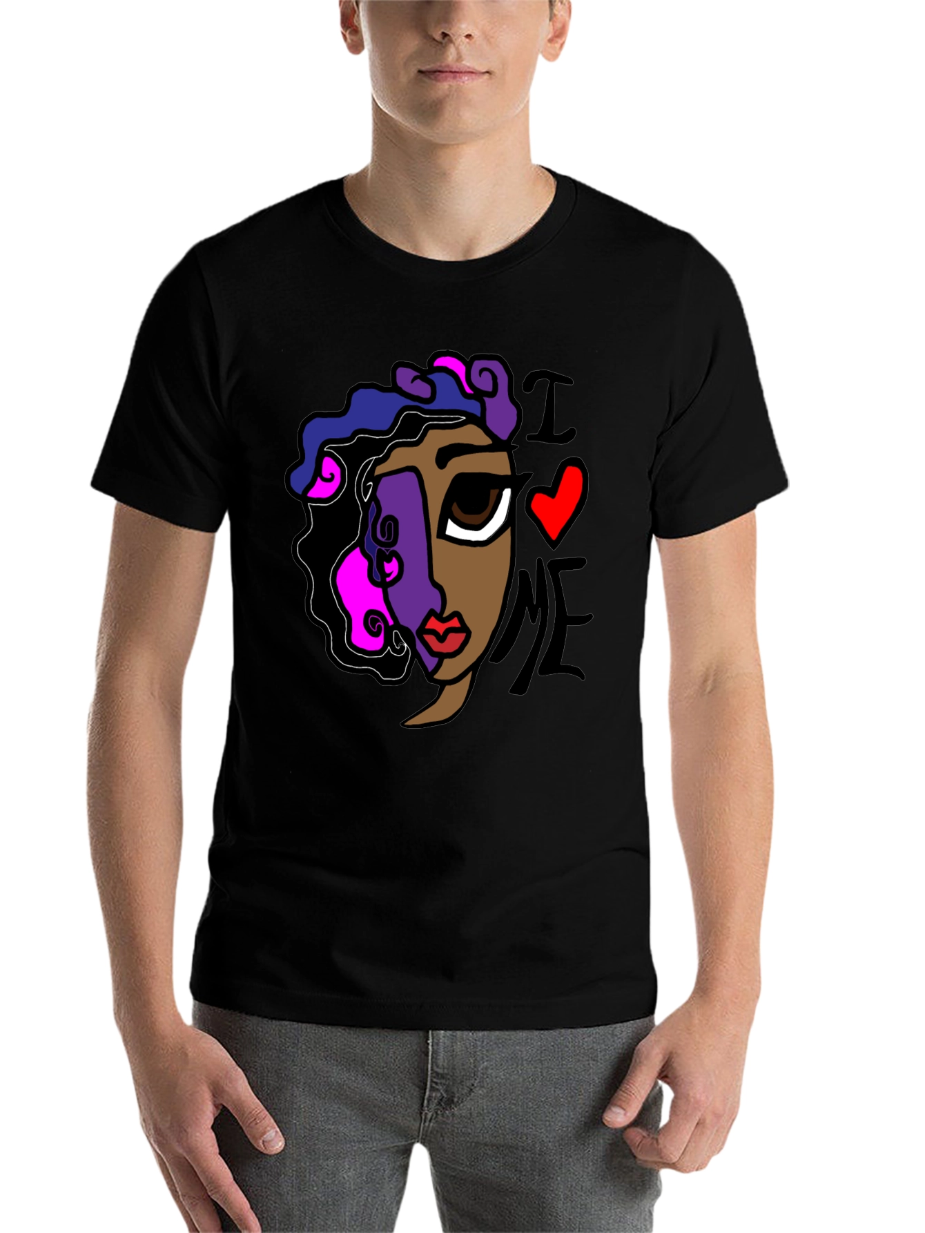 Black Abstract "I Love Me" Graphic Tee view 7