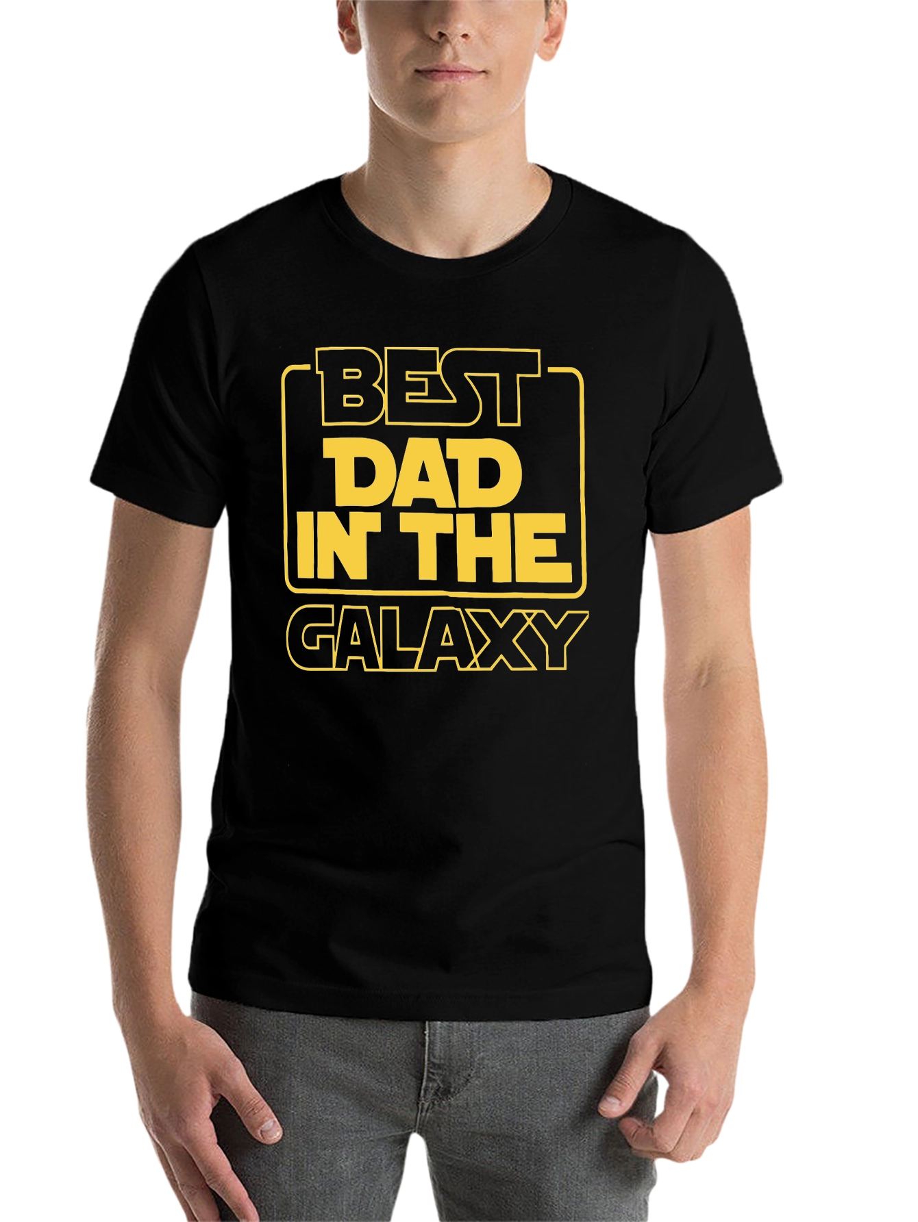 Black Best Dad in the Galaxy Black Graphic T-Shirt view 7