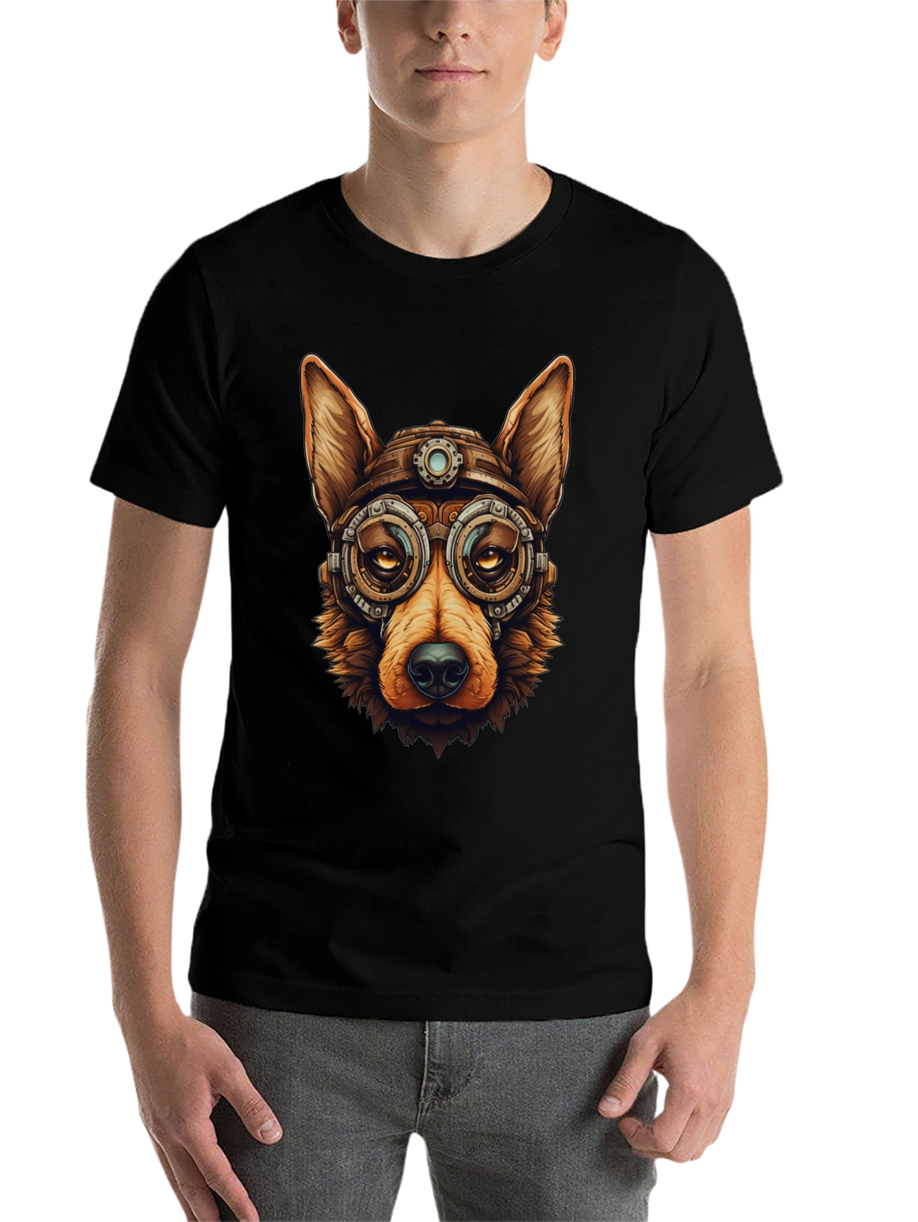 Black Steampunk Dog Graphic Tee - Unique Pet Lover Gift view 7