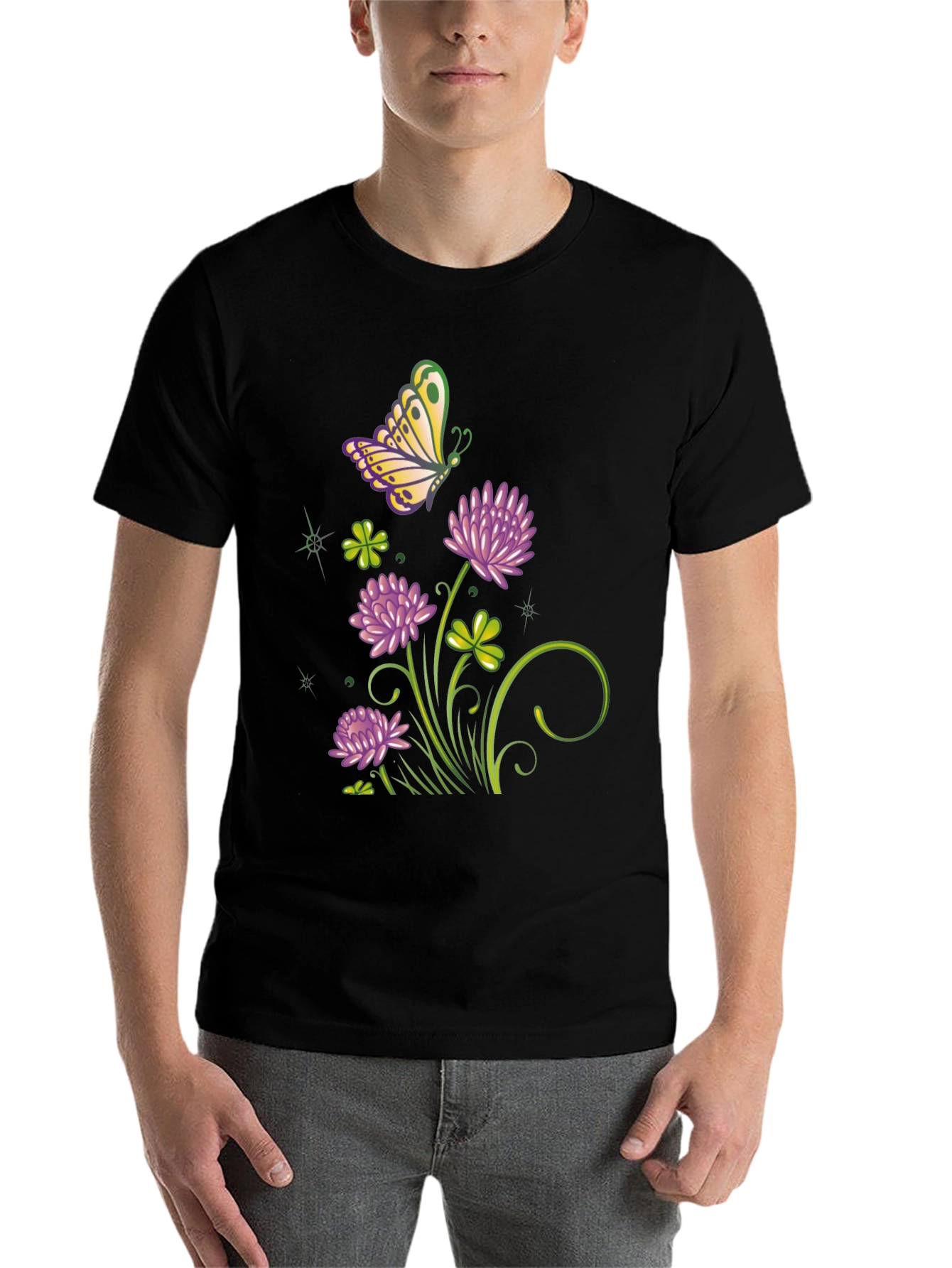 Black Clover & Butterfly Graphic Tee - Stylish & Unique view 7